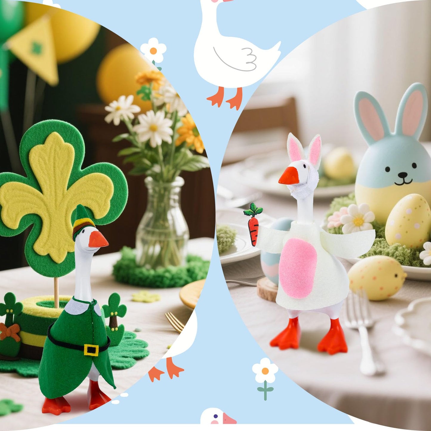 Neowedding 8 Set Desk Goose Outfits Holiday Set – 7 Inch Goose Outfits Felt Clothes, Cute Decor Accessories for Magnetic Desk Geese or Duck Statue for Spring, ‌Summer, Independence Day and more