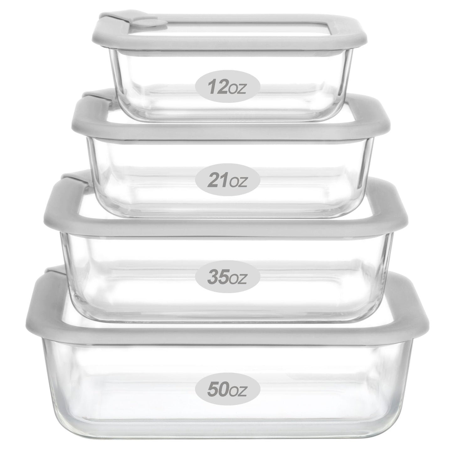 EcoEvo Glass Food Containers with Glass Lid, Microwave Safe Food Storage Container Set, 4 Pack, Airtight Storage Set with Leak Proof Lids, Meal Prep Containers