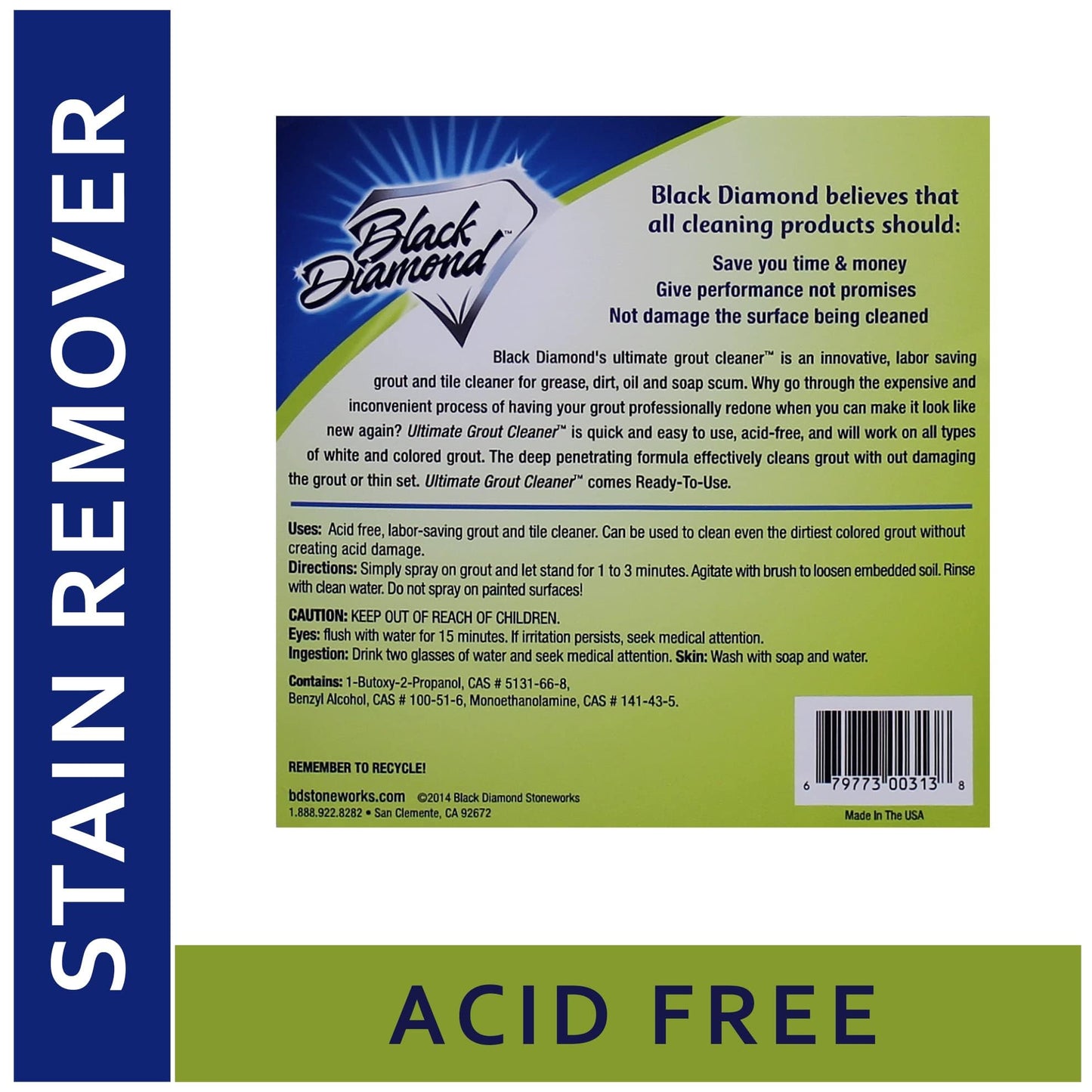 Black Diamond Ultimate Grout Cleaner: Best Cleaner for Tile, Ceramic, Porcelain, Marble Acid-Free Safe Deep Cleaner & Stain Remover for Even The Dirtiest Grout (1-Gallon)
