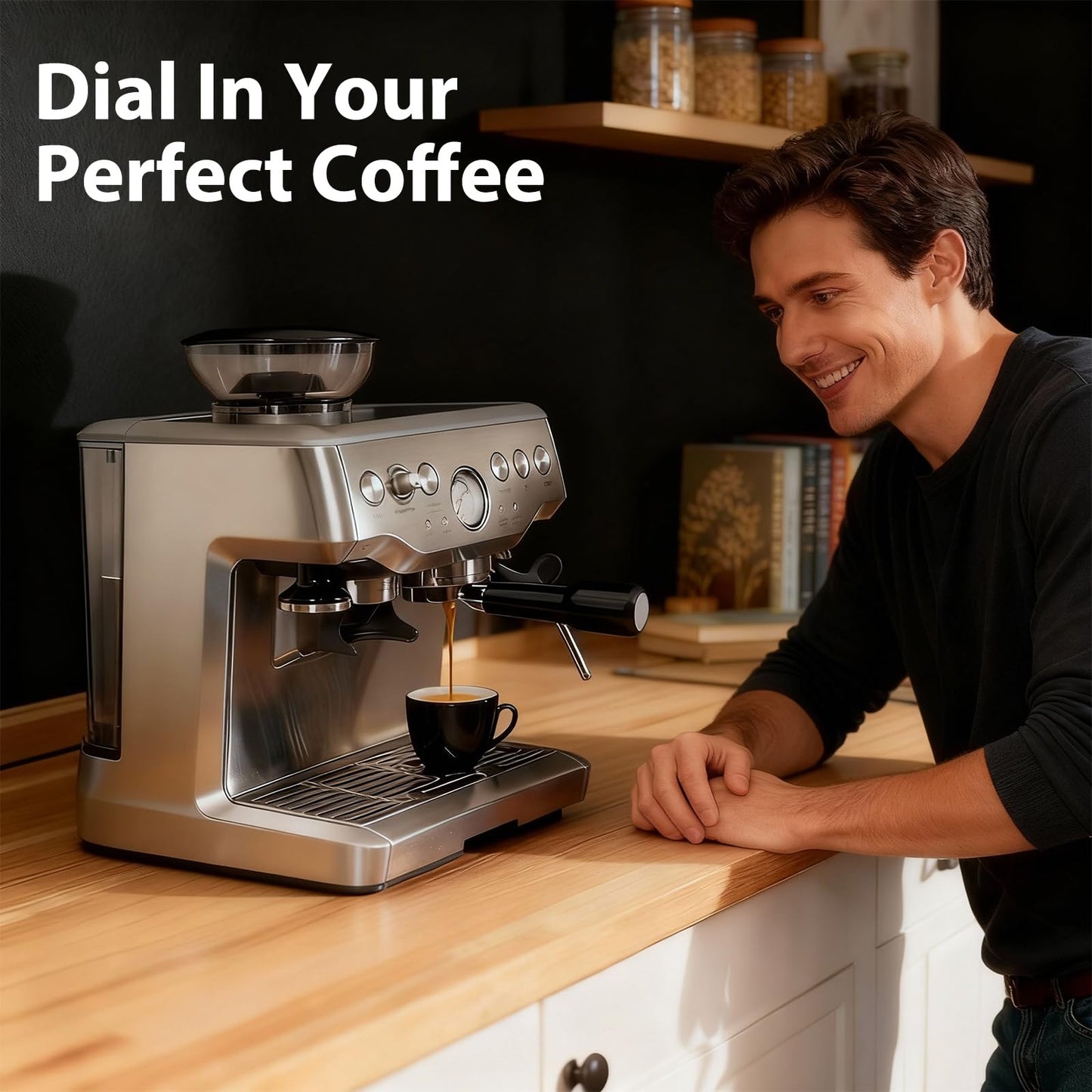 VOURMIO 54mm Bottomless Portafilter - 3 Ears with Stainless Steel Filter Basket, Fits Breville Barista Express, Pro, Touch, Bambino Plus, Infuser (880BSS, 870XL, 878BSS, 500BSS, 840XL), Black