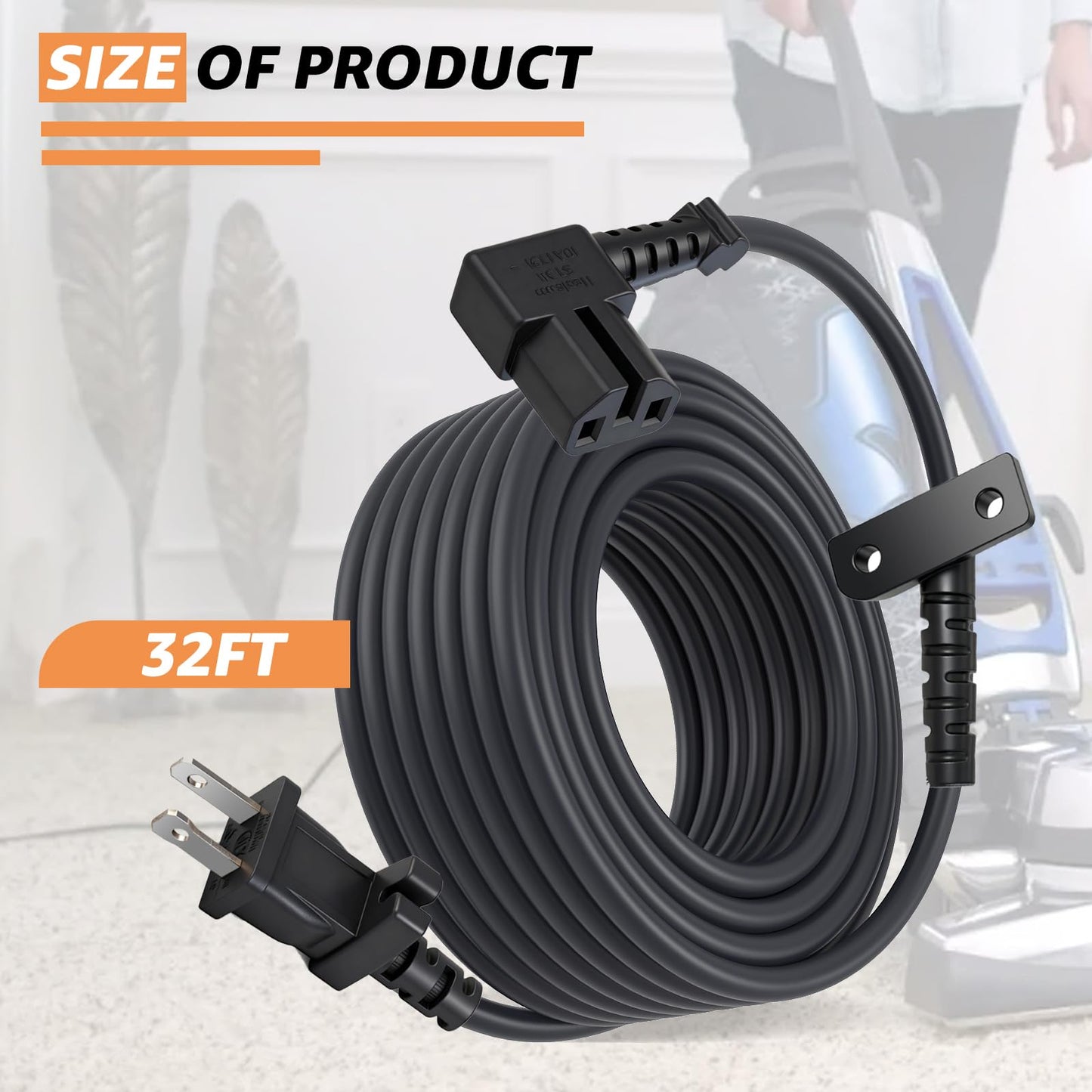 GUSUUI 192006 Power Cord for Kirby Sentria SE G10 G9 Vacuum Cleaner, 120 volt 2 Prong Vacuum Cleaner Cable, 32FT