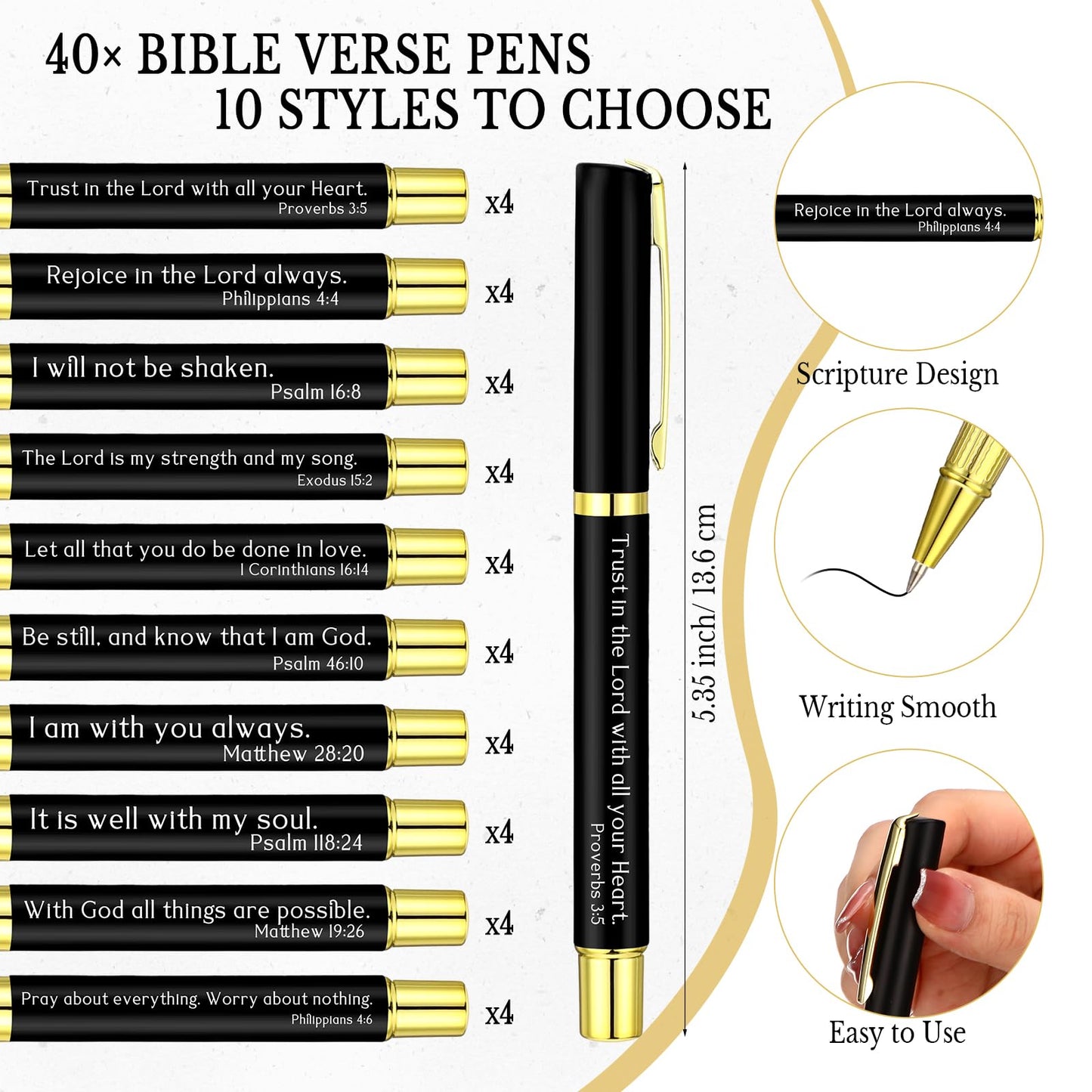 Spakon 40 Sets Father's Day Gifts Christian Pens Bible Verse Pens with Leather Pen Holder Sleeve Inspirational Quotes Religious Pen for Men Church Office Christian Faith Based Gifts