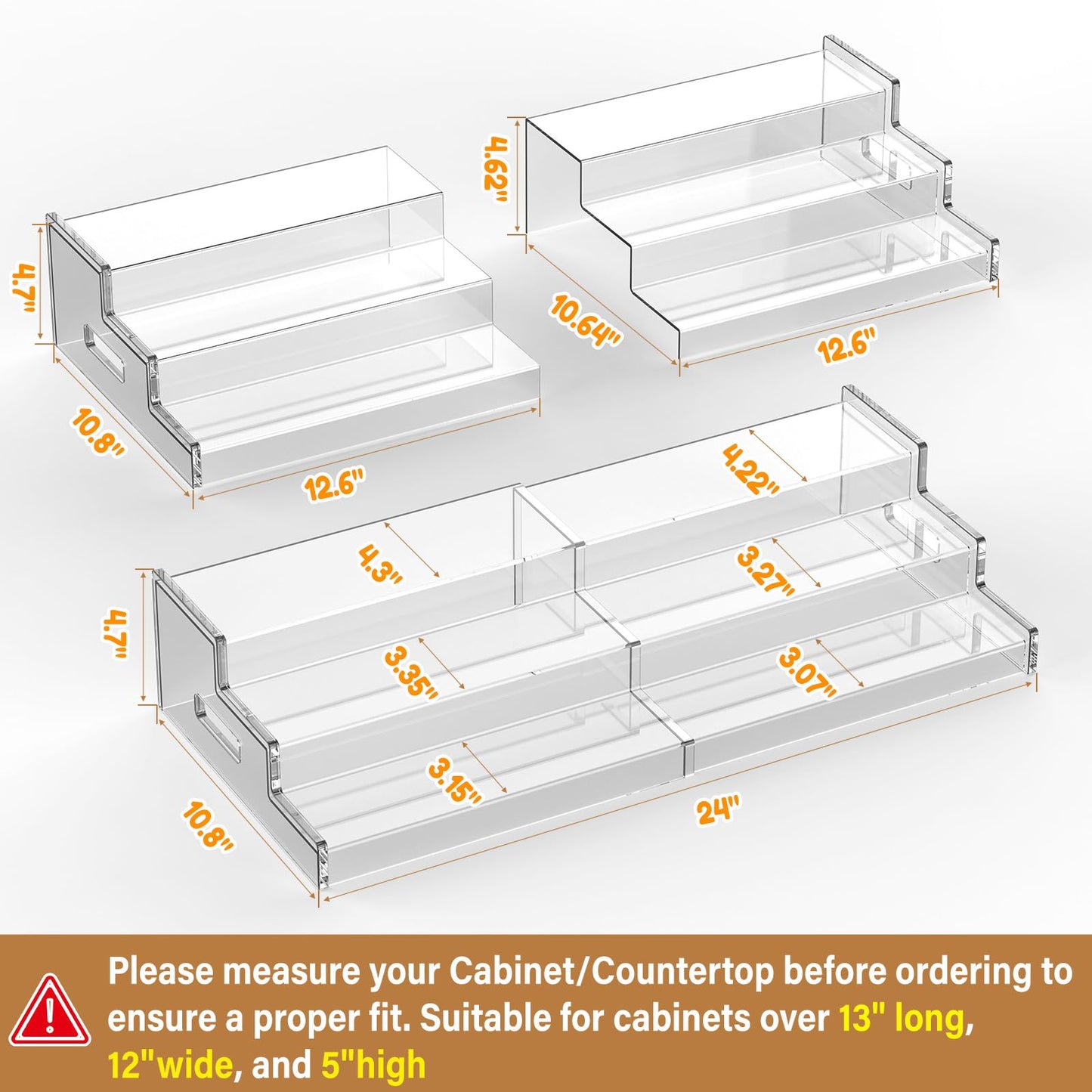 Yecuip Expandable Can Rack Organizer for Pantry, 3-Tier Adjustable Can Storage Holder, Holds Up to 24 Cans, Acrylic Canned Food Organizer for Cabinet, Countertop, Kitchen