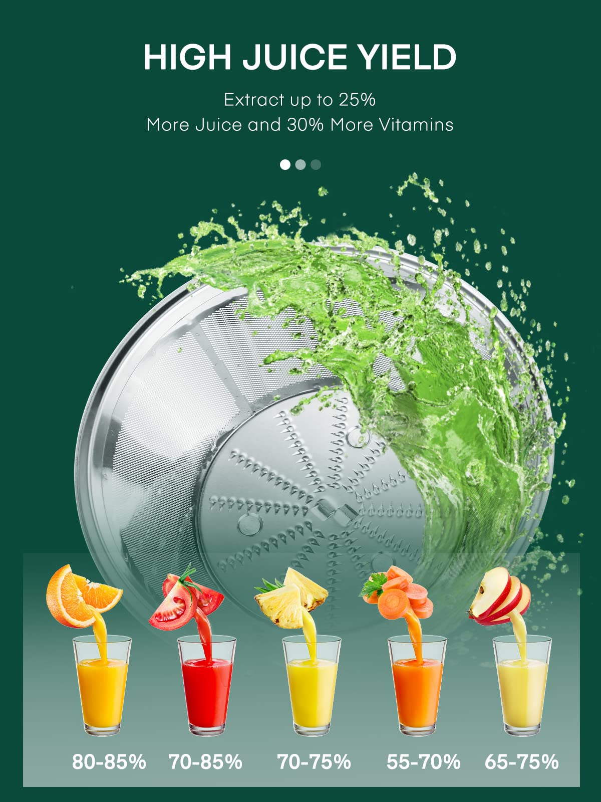 Juicer Machines, HOUSNAT Juicer Whole Fruit and Vegetables with 3-Speed Setting, 400 W Motor Quick Juicing Ideal for Beginners & Light Daily Use, Cleaning Brush and Juicing Recipe Included