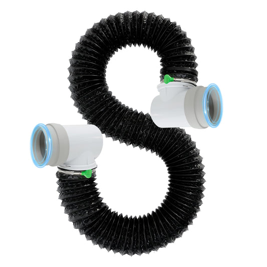 4Inch Dryer Vent Hose 10FT, Rubber Interface Dryer Vent Connector Kit for Tight Space, 90 Degree Dryer Vents Elbow, 6 Layer Heavy Duty Flexible Aluminum Duct with 2 Key Hose Clamps