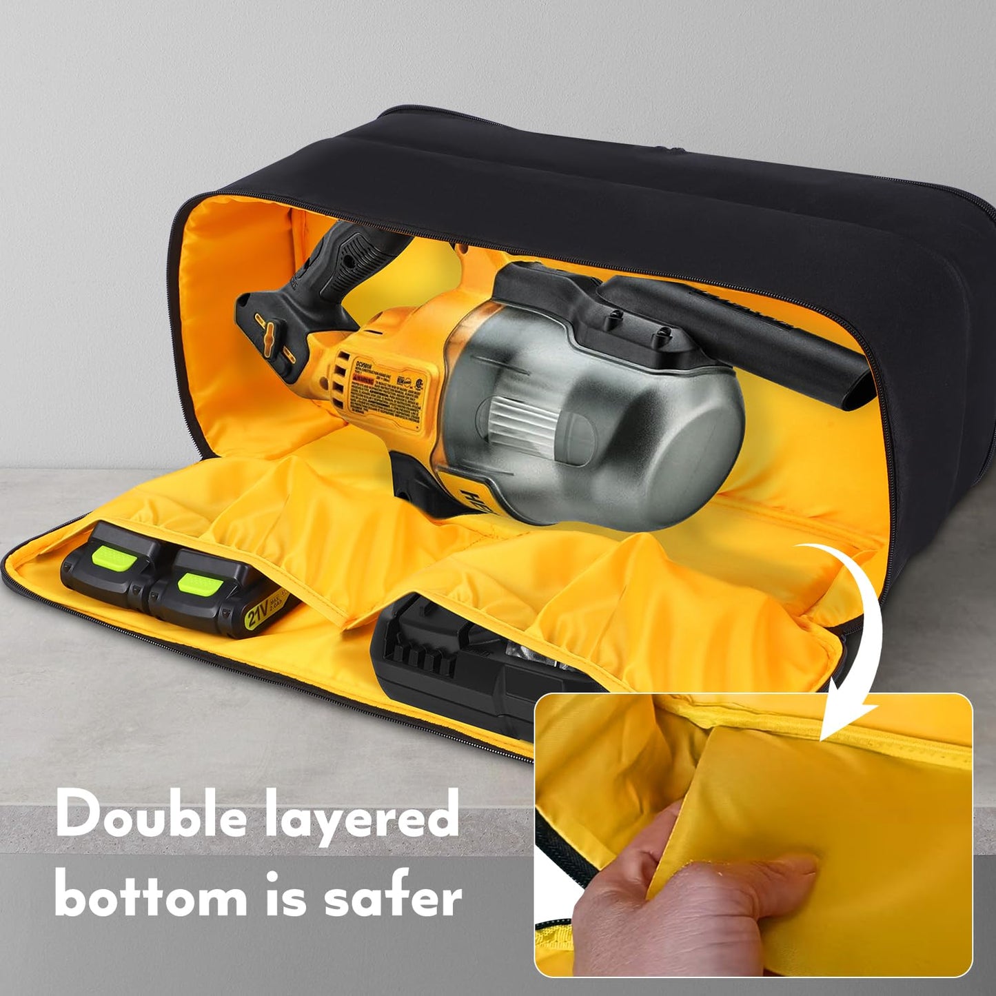 ZIORS Storage Bag Compatible with DEWALT 20V Handheld Vacuum Cordless DCV501HB,Carry Case for Car Handheld Vacuum,Large Capacity Travel Case for Accessories,Bag Only