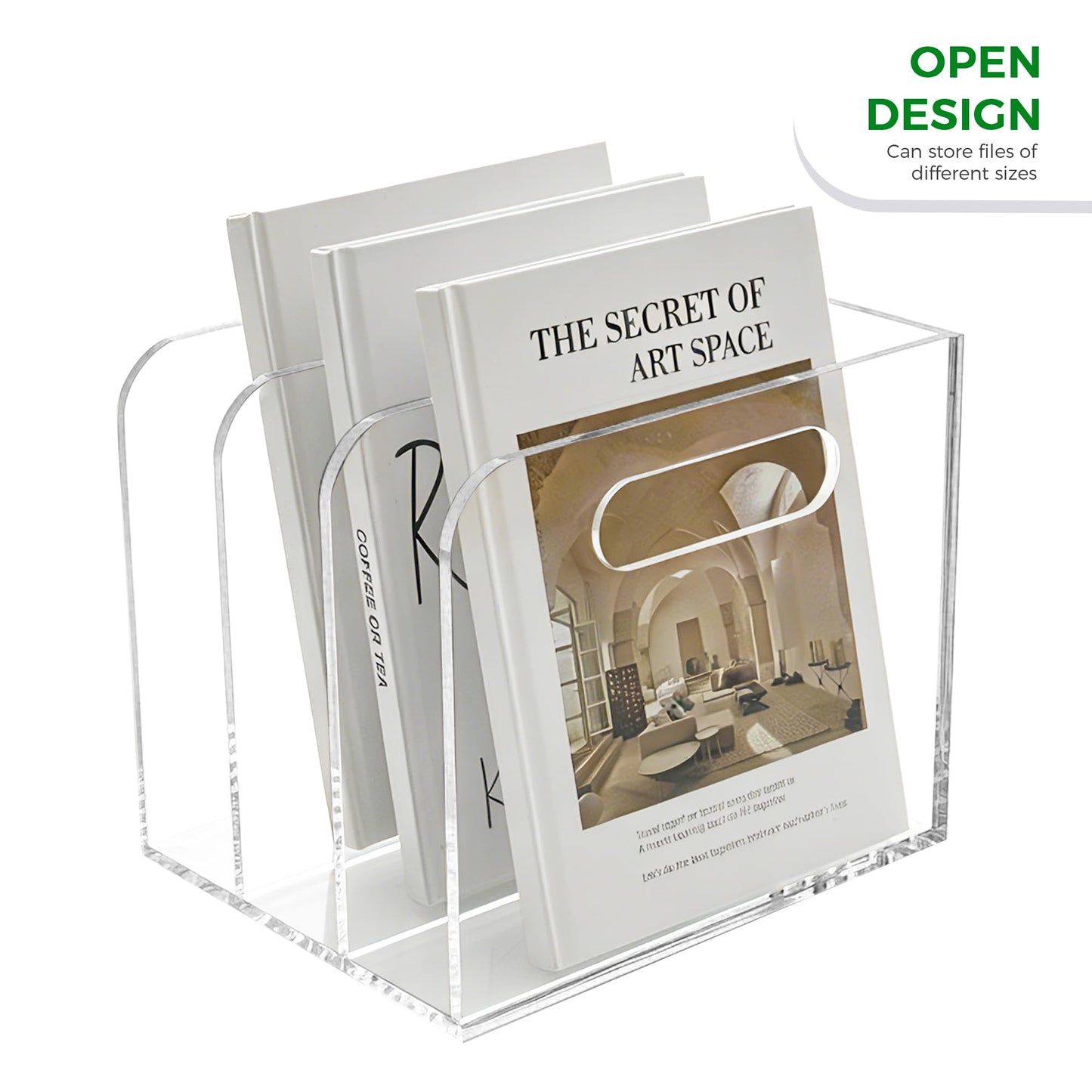 Lovemolly 3-Slot Clear Acrylic Magazine File Holder, Vertical Desk Organizer with Handle – No-Assembly Document Sorter for Office & Home, 7.48 x 6.69 x 6.3 in