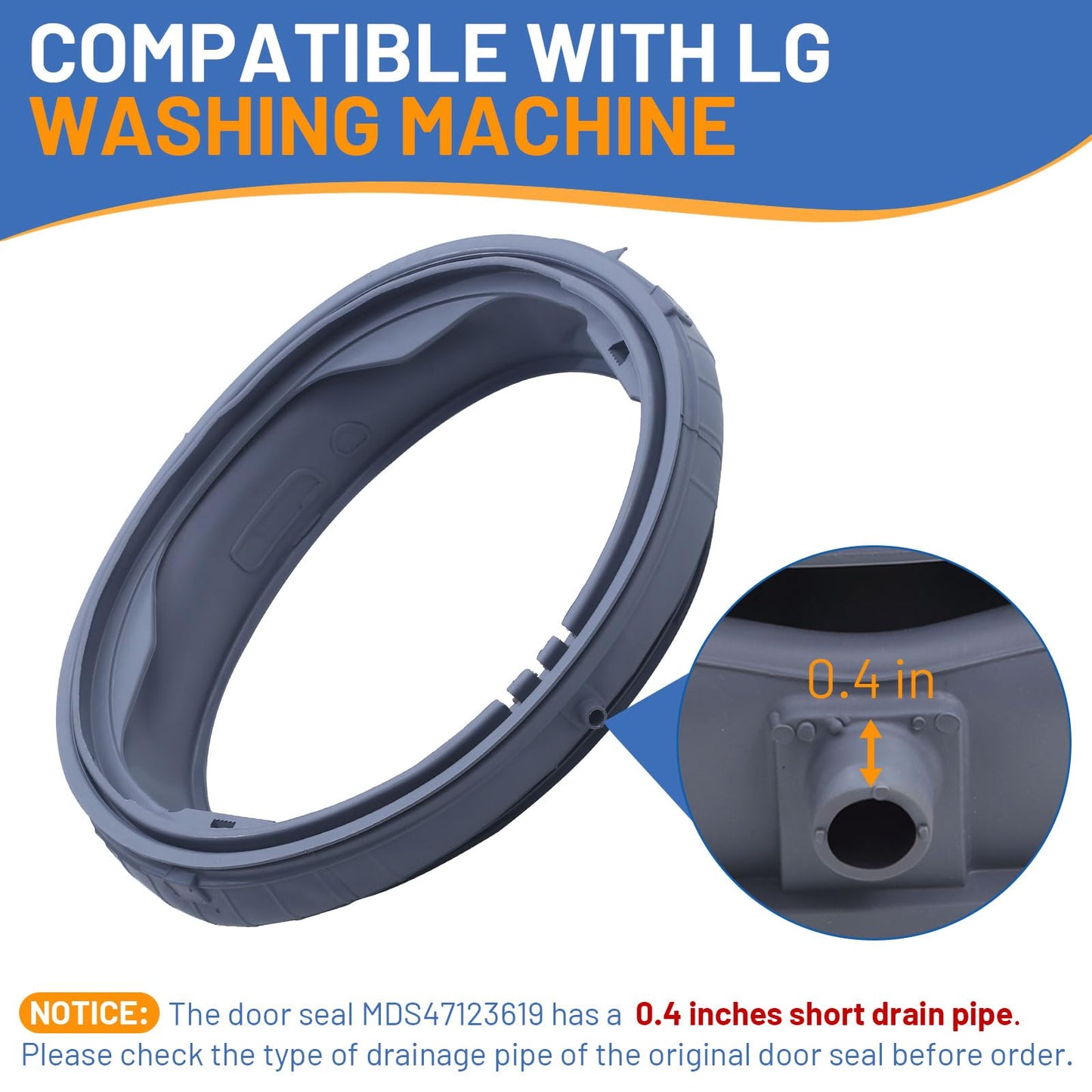 WM3700HWA/00 WM3500CW/00 WM3700HVA/00 Washer Door Boot Seal Gasket WM3270CW WM3180CW/00 WM3080CW/00 WM3670HVA/01 WM3370HVA/01 MDS47123619 for Kenmore,for LG Front Load Washer Rubber Seal