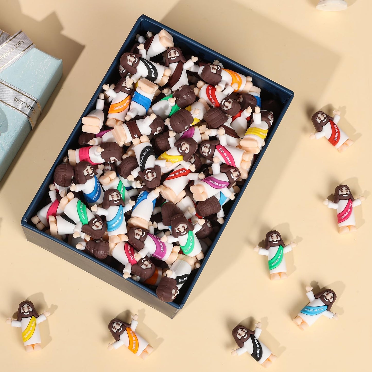 100 Pcs Little Jesus Figurines, Multi-Color Little Jesus Toys, Christ Savior, Religious Gift, Baptism Activity