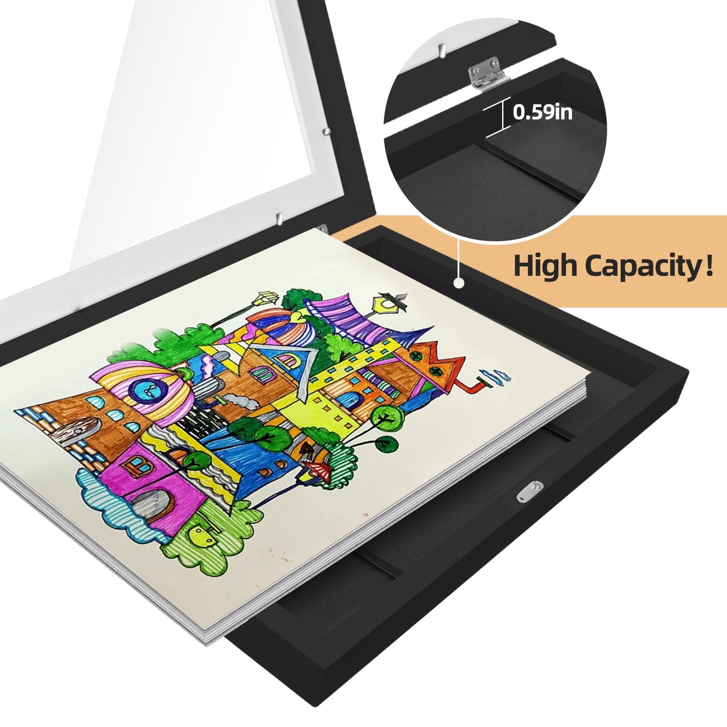 HEPFLANZE 4 Pack Kids Artwork Frames Changeable 8.5 x 11 Inch Children Art Projects Kids Art Frames Front Opening Picture Display Frame, Black