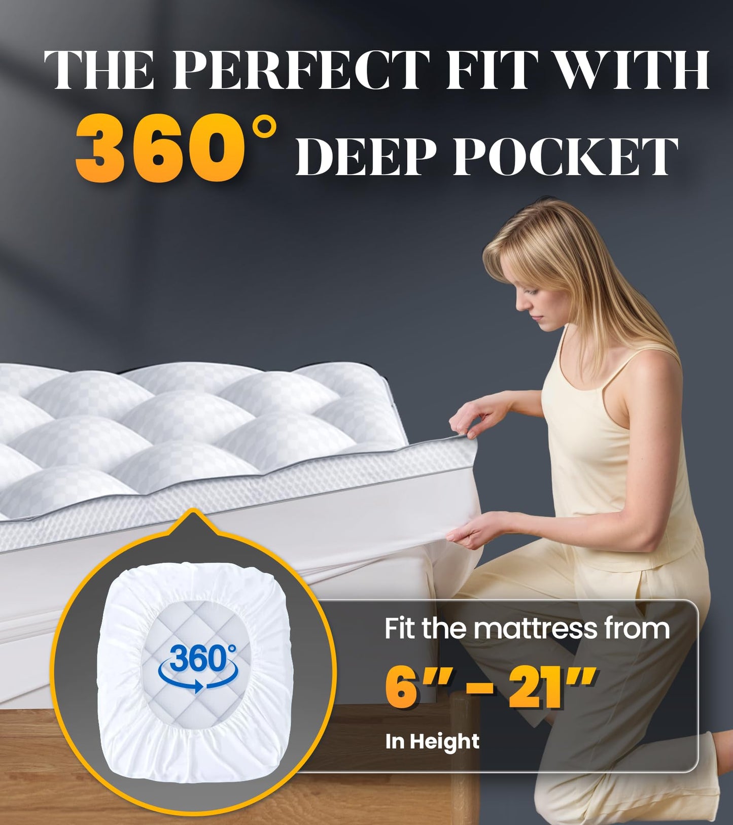 3 Inch Ultra-Fluffy Memory Foam Mattress Topper Full, Extra Soft Pillow Top Full Mattress Topper with 4X Support, Mattress Pad with Breathable Air Mesh Sides, 6-21'' Deep Pocket