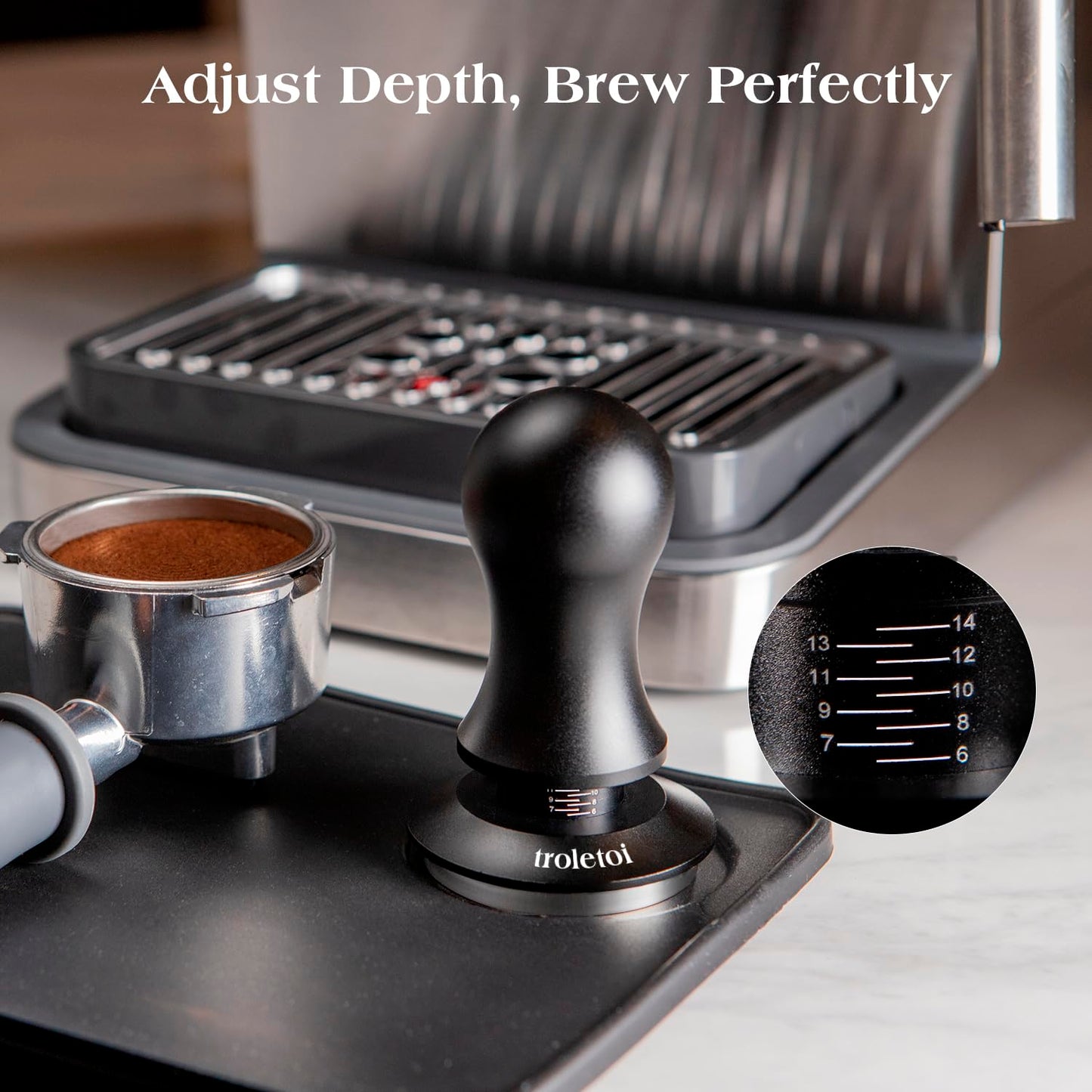 troletoi 7 PCS 58mm Espresso Accessories Kit: Espresso Tamper, Coffee Distributor, Puck Screen, Dosing Funnel and WDT Tool Espresso Machine Accessories, Professional Espresso Tools