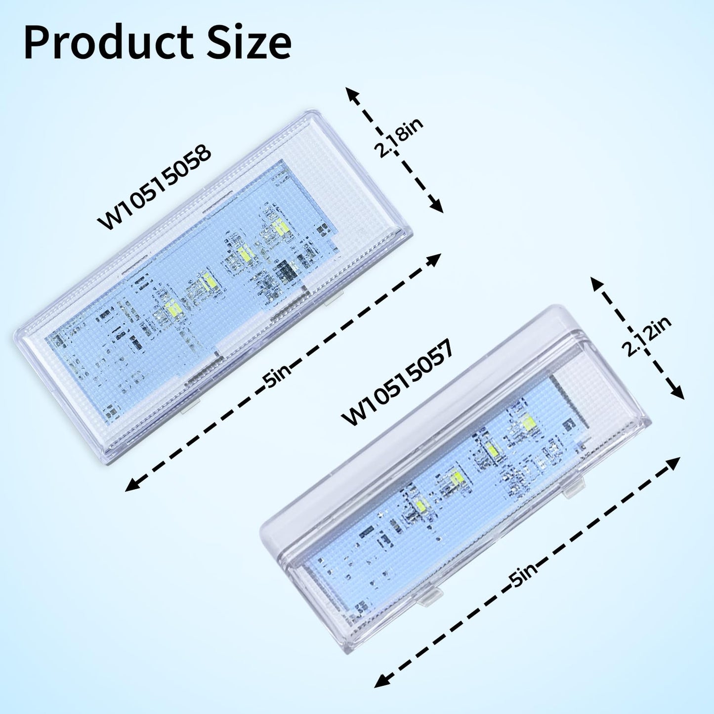 2 Pcs W10515057 & 1 Pc W10515058 Refrigerator LED Light Set with Tapered Lens, Compatible with Whirlpool Kenmore Maytag KitchenAid, Replaces WPW10515057 WPW10515058 AP6022533 AP6022534 PS11755866