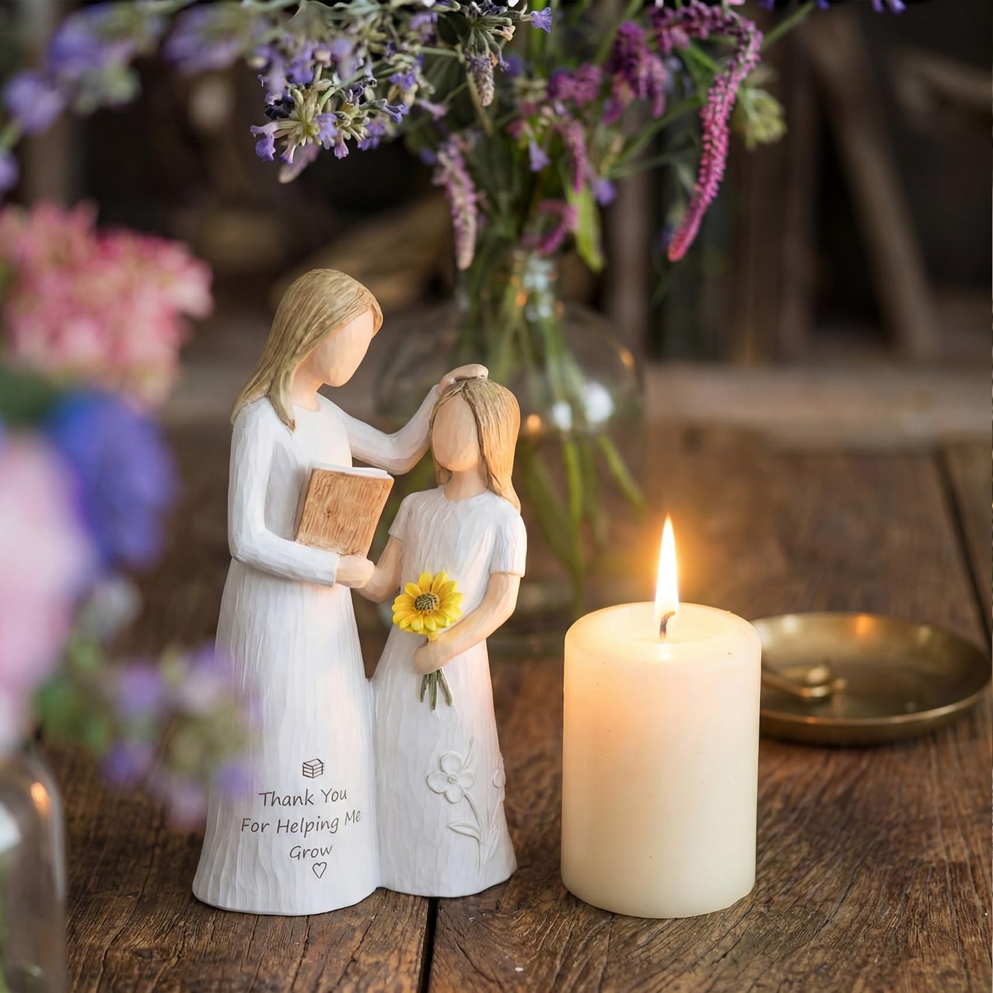 Teacher Gifts for Women, Teacher Appreciation Gifts, Gift for Teachers, Thank You Gifts for Teacher, Solid Resin Sculpture of Teacher and Student Figures, Includes a Greeting Card - 5.71''