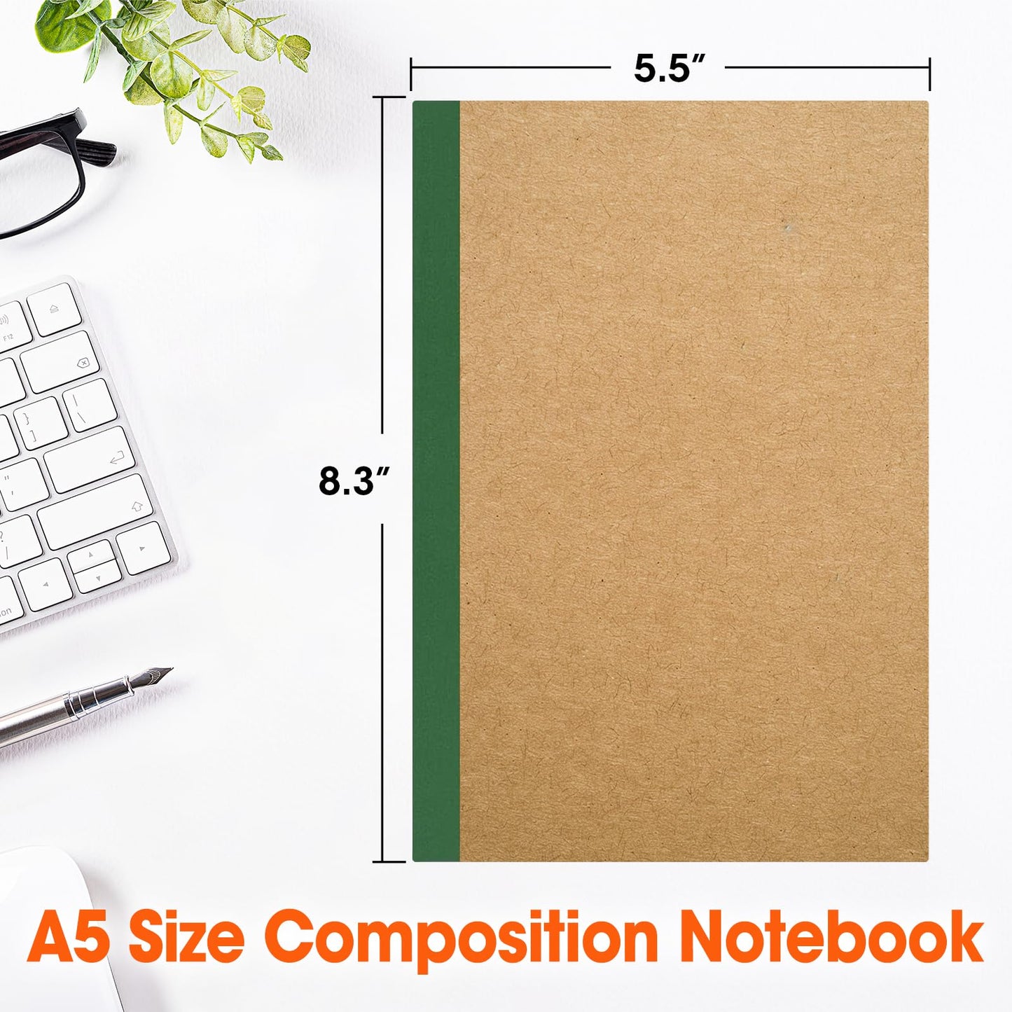 64 Pack Composition Notebooks Bulk, A5 Kraft Cover Lined Journaling Notebooks, 8.3”x 5.5” Travel Notebook for School Office Students Artists, 8 Colors 60 Pages