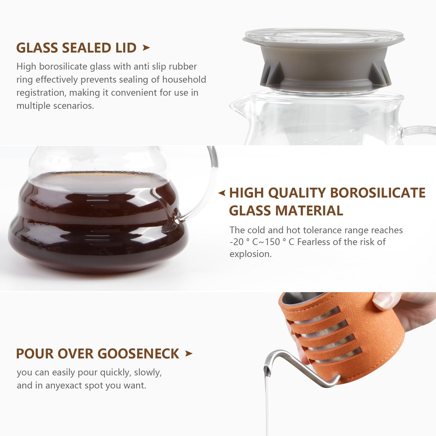LHS Pour Over Coffee Maker Set - All in One Pour Over Coffee Kit, Travel Pour Over Coffee Dripper, Manual Coffee Maker Set Grinder Brewer Dripper and Cup Set, Anniversary Birthday Gift Sets