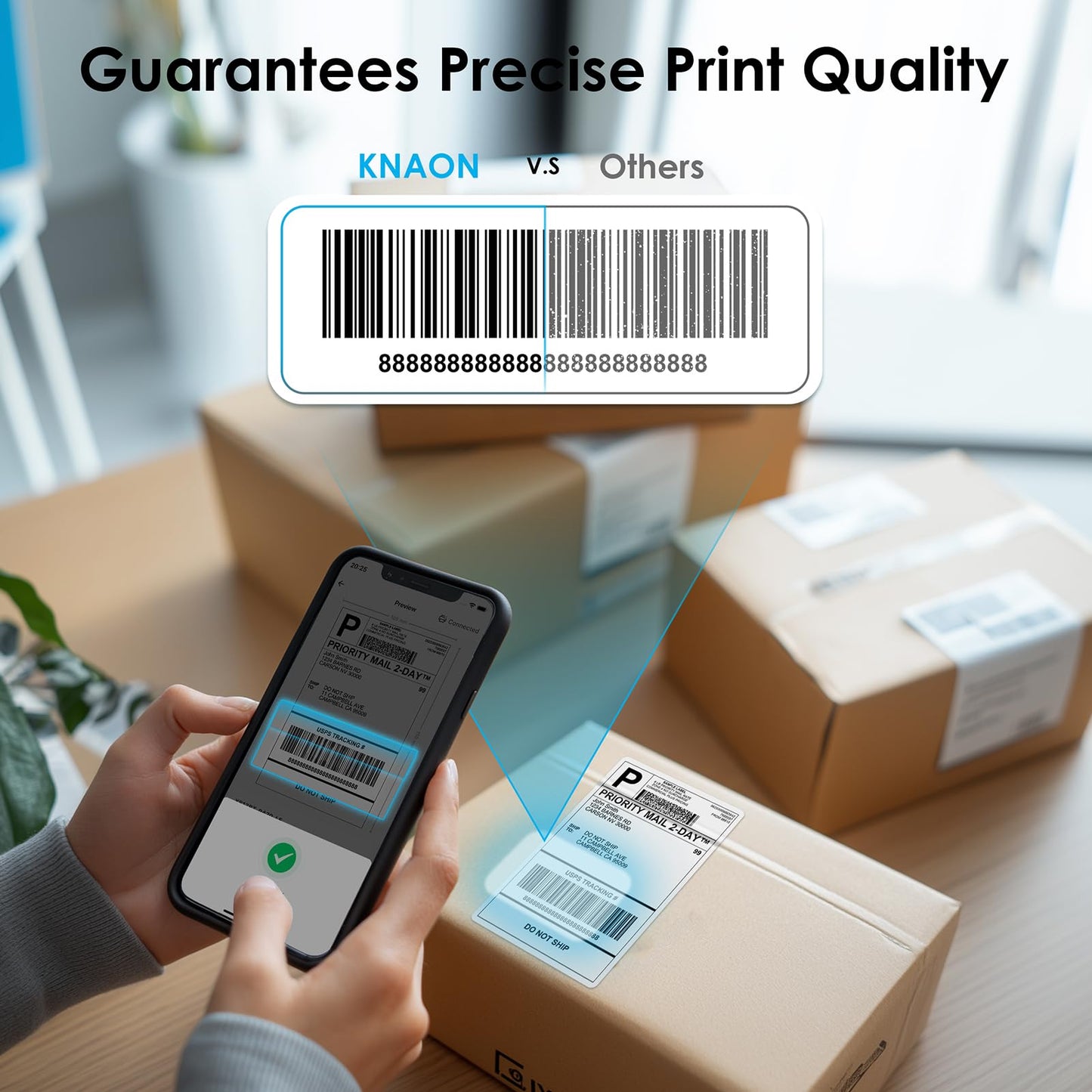 KNAON Bluetooth Thermal Shipping Label Printer, 4x6 Portable Thermal Address Label Printer for Small Business, Compatible with iPhone,Android,Windows,Mac,–Works with Etsy Shopify USPS&More, Black