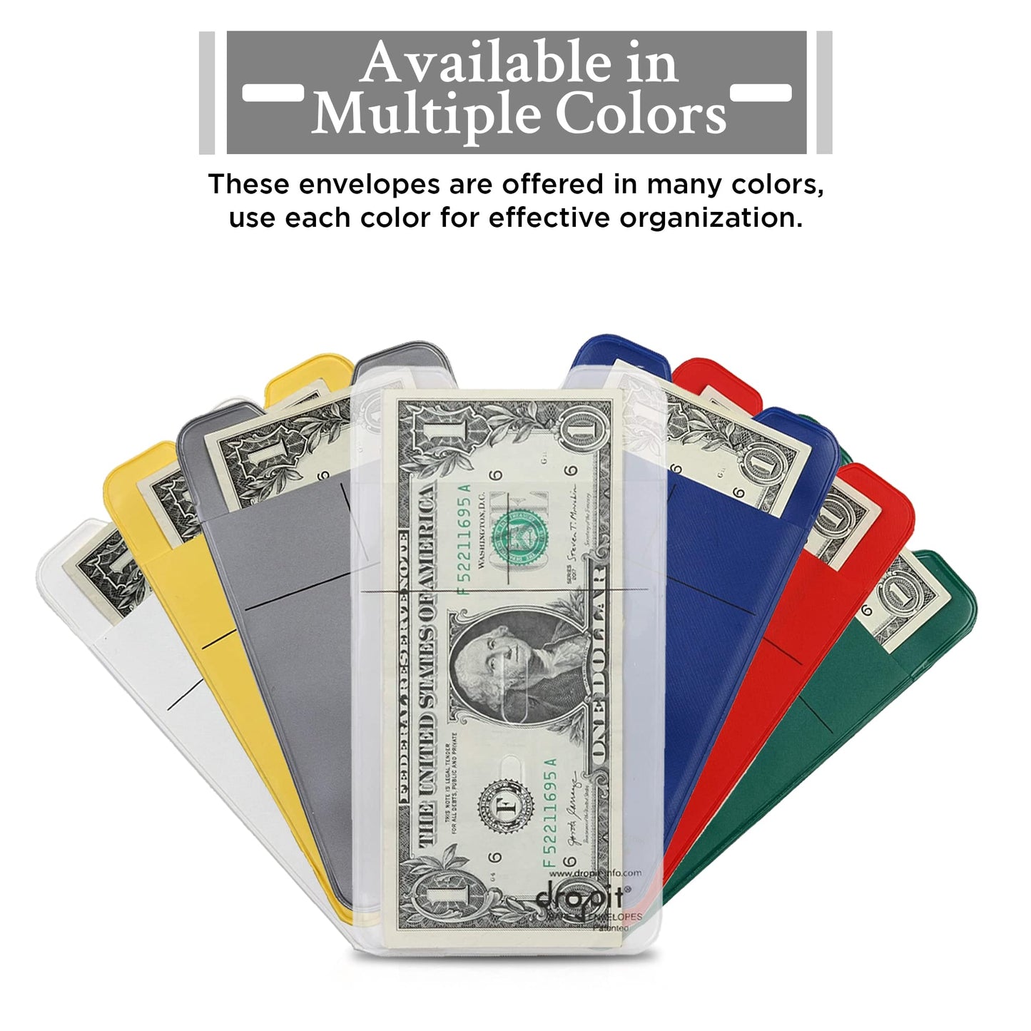 UBICON 50 Clear Reuseable, Heavy-Duty Vinyl DropIt Safe Envelope for Depositing of Currency and Money, Size 50, Clear