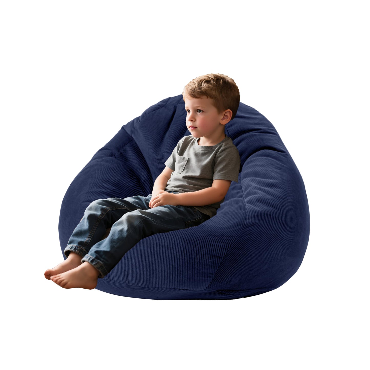 Gurxien Bean Bag Chairs for Kids Chair Round Sofa Memory Foam Filling Reading Gaming Sofa for Living Room Bedroom