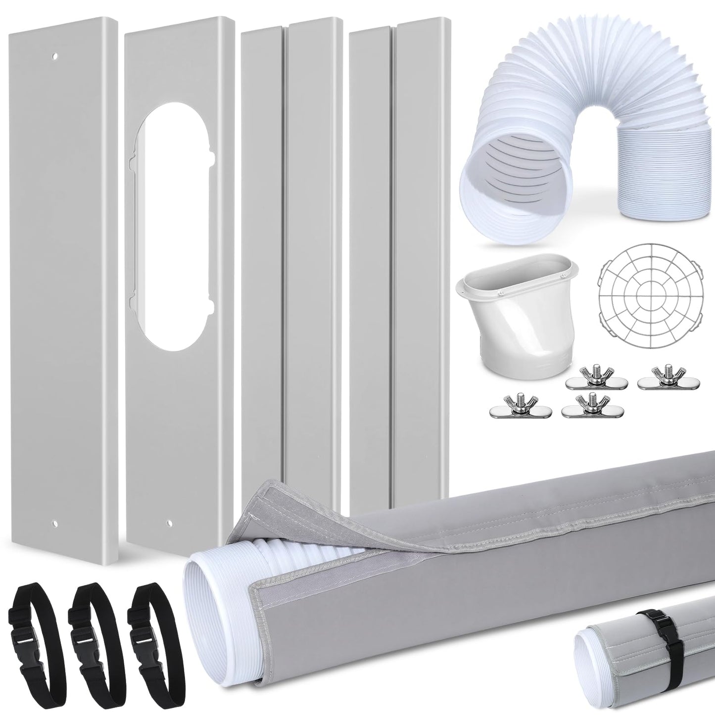 Conderyang Portable Air Conditioner Window Unit Kit with Hose Universal Adjustable Seal Plate Vent Kit AC Hose Insulation Sleeve Fit 5.9" Diameter Sliding AC Vent Kit for Vertical/Horizontal Window