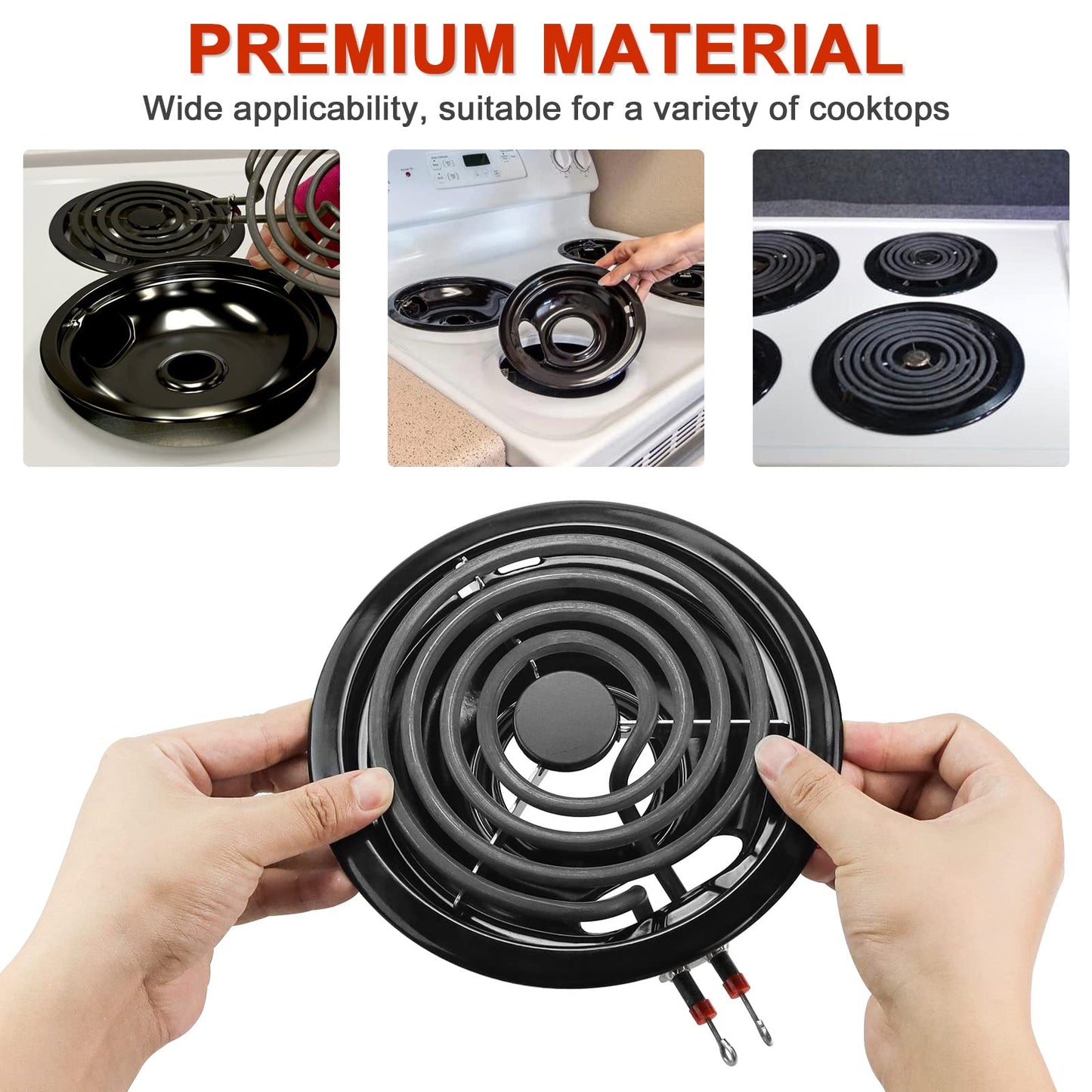 Porcelain Burner Drip Pan & MP22YA Electric Range Burner Element Unit Set Replacement - Compatible with Whirlpool Electric Range Stove by AMI PARTS