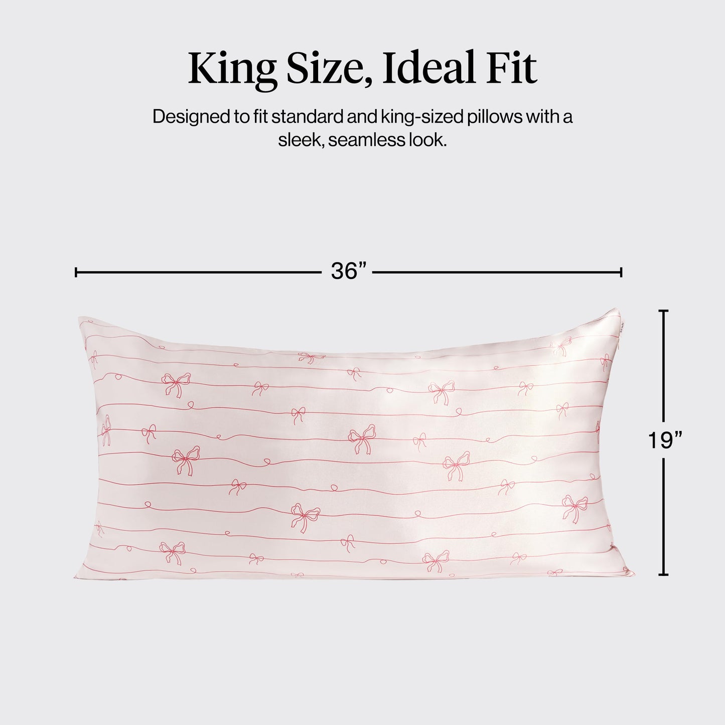Kitsch Satin Pillowcase with Zipper for Hair & Skin - Softer Than Silk Pillow Cases, Smooth Cooling Satin Pillow Case, Wrinkle-Free Pillow Cases King Size (19x36) - Striped Bows