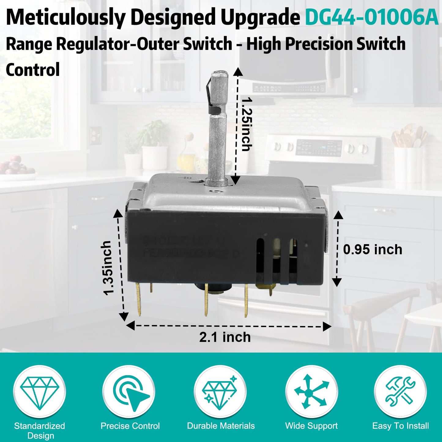 Upgrade DG44-01006A Control Switch Compatible with Samsung DG44-01006A Range Regulator-Outer Control Switch, Fit for Samsung DG44-01006A, PER001-02 D, 3282716, AP5800762, PS8764900, EAP8764900