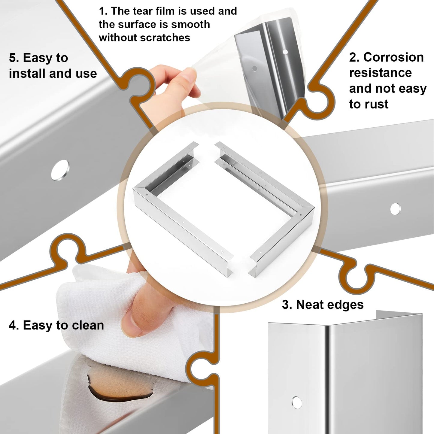 2 Pieces Stainless Steel Microwave Trim Kit 3'' Wide Built in Microwave Side Panel Filler Kit for Range Kitchen Countertop Oven with Screws 15.75" H x 11" D(Silver)