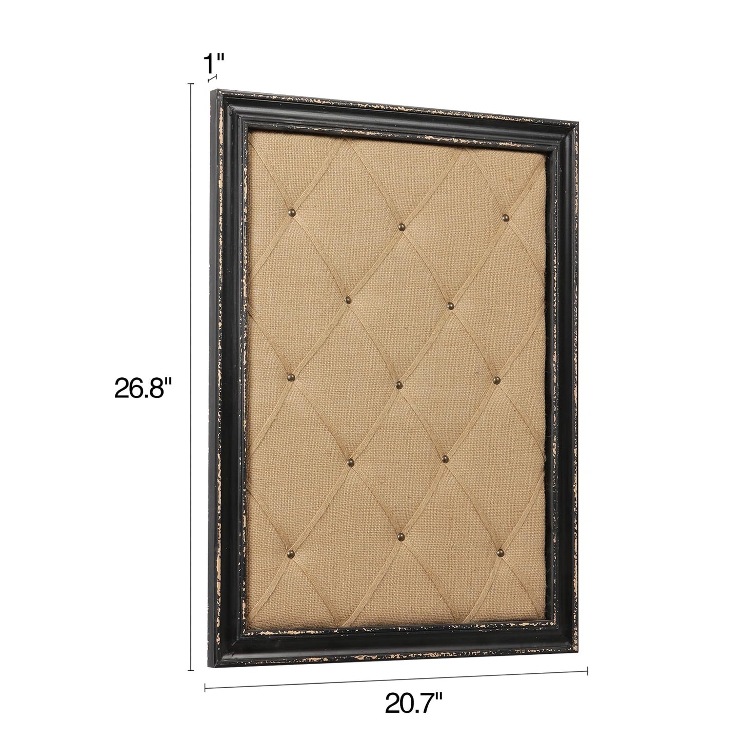 Vision Board Linen Bulletin Board Black Frame, 21"×27" Pin Boards Large Cork Boards for Walls, Rustic Message Board Decorative Memo Boards, Wall Mounted Display Picture Board for Home Office Decor