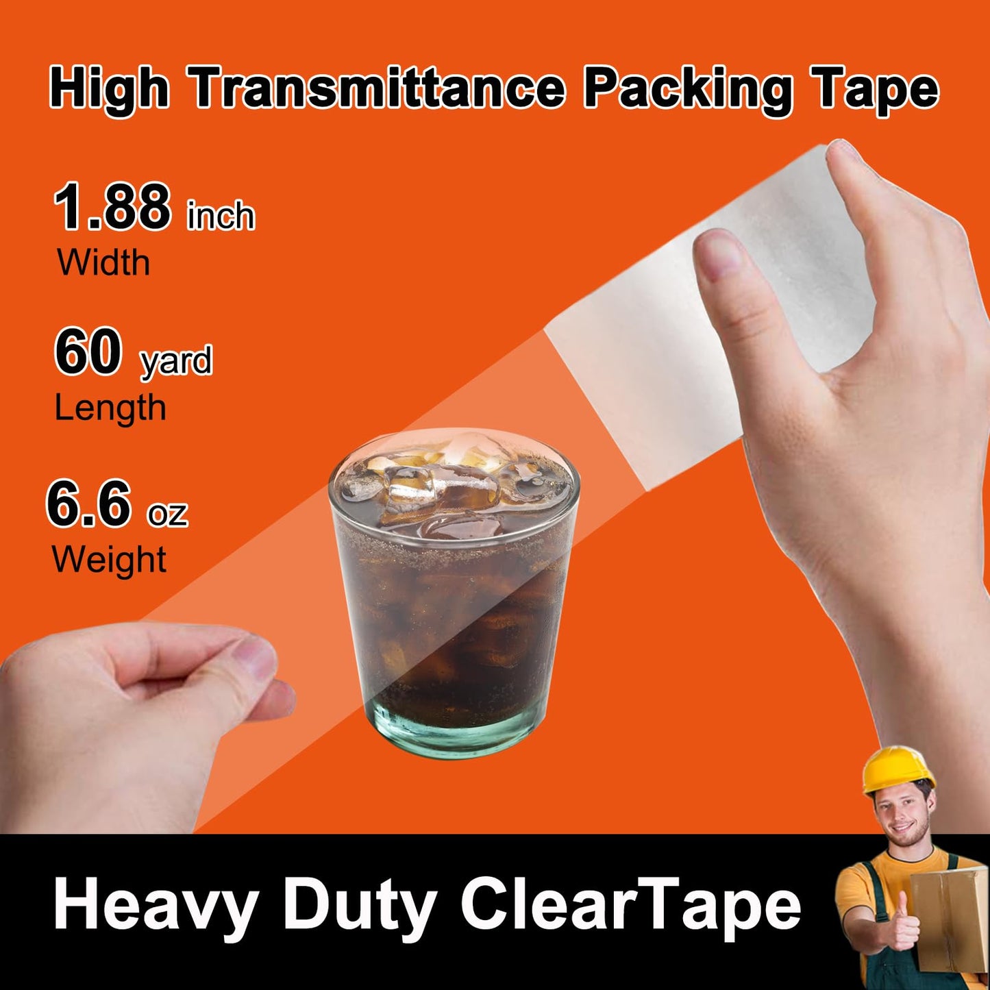 Aisrida Packing Tape (36 Rolls),2.7mil,Packaging Tape Heavy Duty for Shipping Moving Sealing,1.88 Inch x 60 yd Per Roll,Total 2160 Yards
