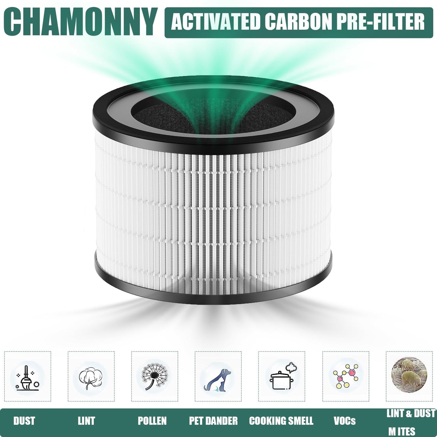 CHAMONNY MAF-02 Filter Replacement, Compatible with Miko IBUKI M MA-02CW Air Purifier MAF-02/970 Sqft, 2 Pack