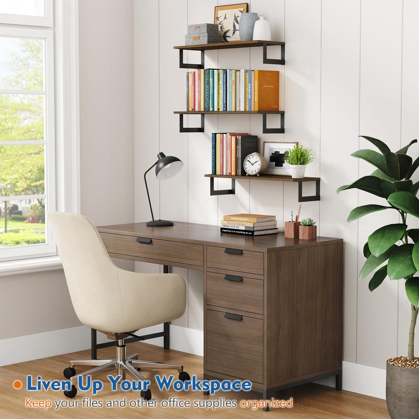 Harwaya Floating Book Shelves for Wall 3-Pack, 24 Inch Long Wall Mount Bookshelf for Bedroom, Rustic Farmhouse Wood Hanging Bookshelves for Living Room Office Books Plants (Dark Brown)