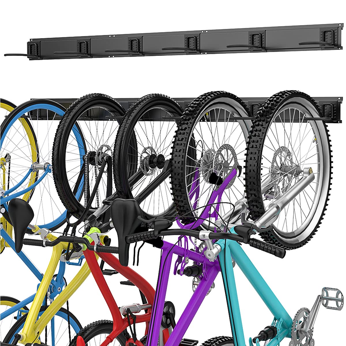 TORACK Bike Storage Rack, 6 Bike Rack Wall Mount Home and Garage Organizer, Vertical Bicycles Hanger Hooks for Indoor Space Saving