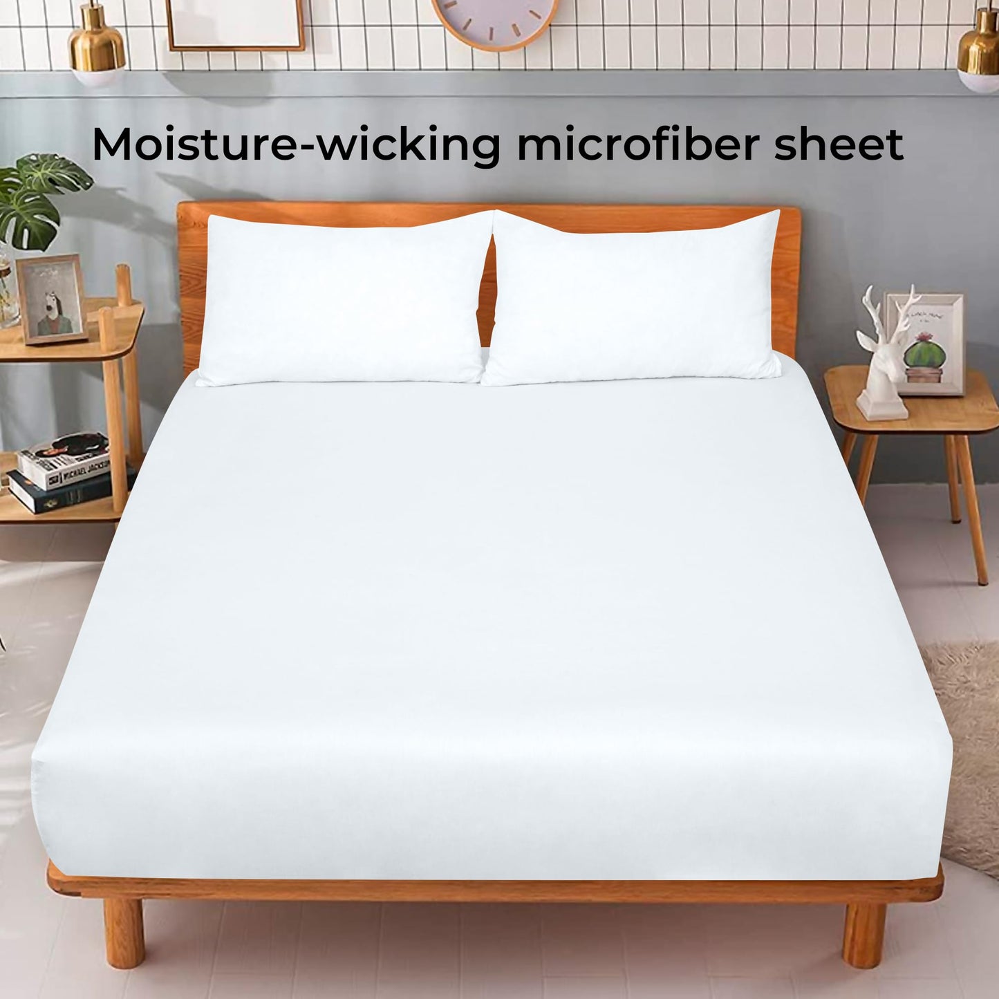 Royale Linens 6 Pack Queen Fitted Sheet Set - Bottom Sheet - Ultra Soft & Breathable - Brushed 1800 Microfiber - Wrinkle & Stain Resistant - Hotel Quality Deep Pocket Stretch Up to 16" (Queen, White)