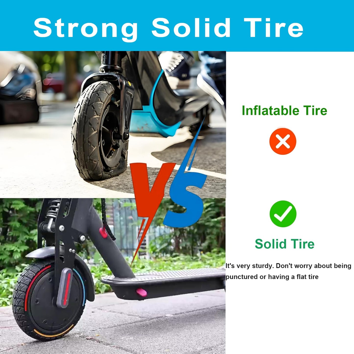 10x3 InchElectric Scooter Solid Tire, 80/65-6 commuter Tubeless Tyre, 255x80 Replacement wheel For Zero 10X& Vsett 10+& Kaabo Mantis& & Nanrobot D4/D6+2.0&Joyor s10-s& Apollo Ghost& Yume Y10（1PCS)