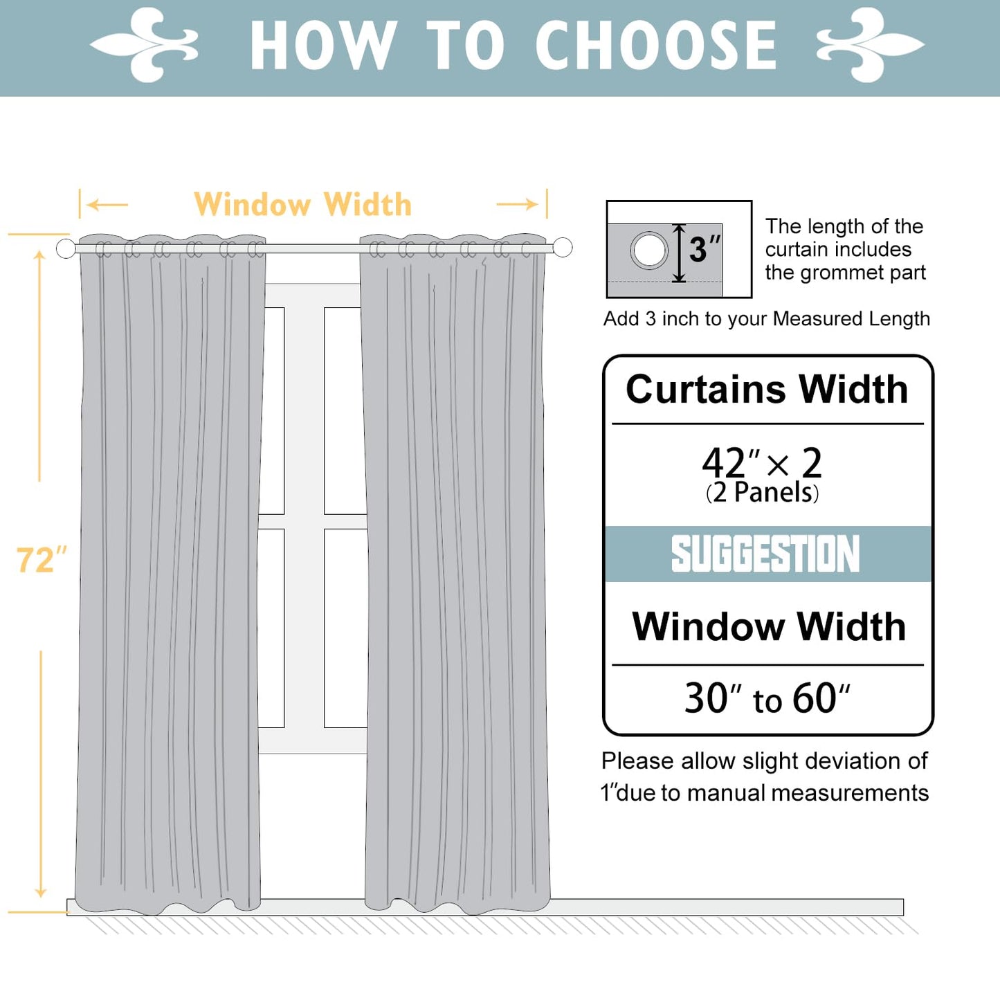ChrisDowa Blackout Curtains 72 inches Long for Bedroom - 2 Panels Set Grommet Thermal Insulated Room Darkening Curtains for Living Room (Dark Grey, 42 x 72 Inch)