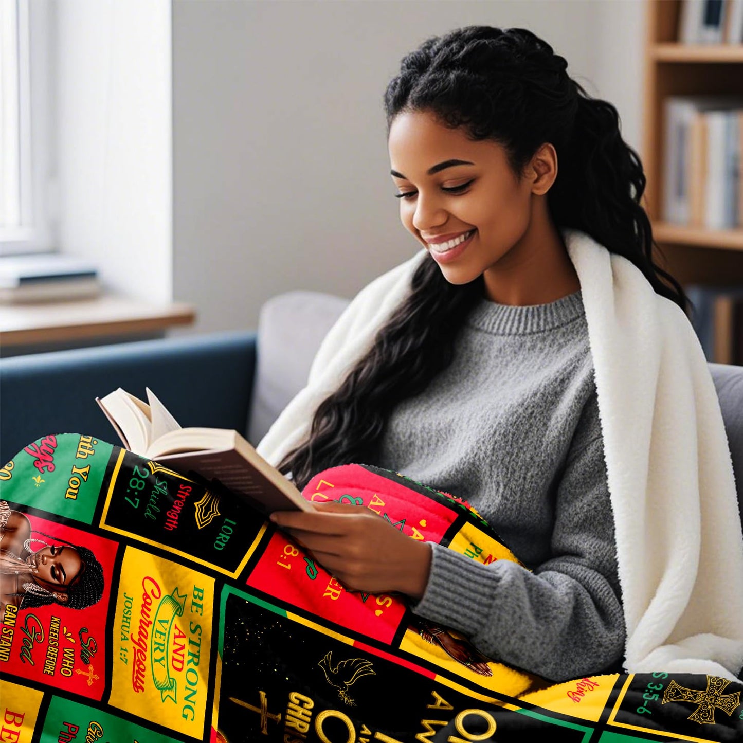 OAKZIUE Christian Gifts for Women, African American Women Christian Blanket 60"x50", Spiritual Gifts, Inspirational Bible Verse Prayer Quilt, Religious Gift Ideas for Birthday Mothers Day Christmas