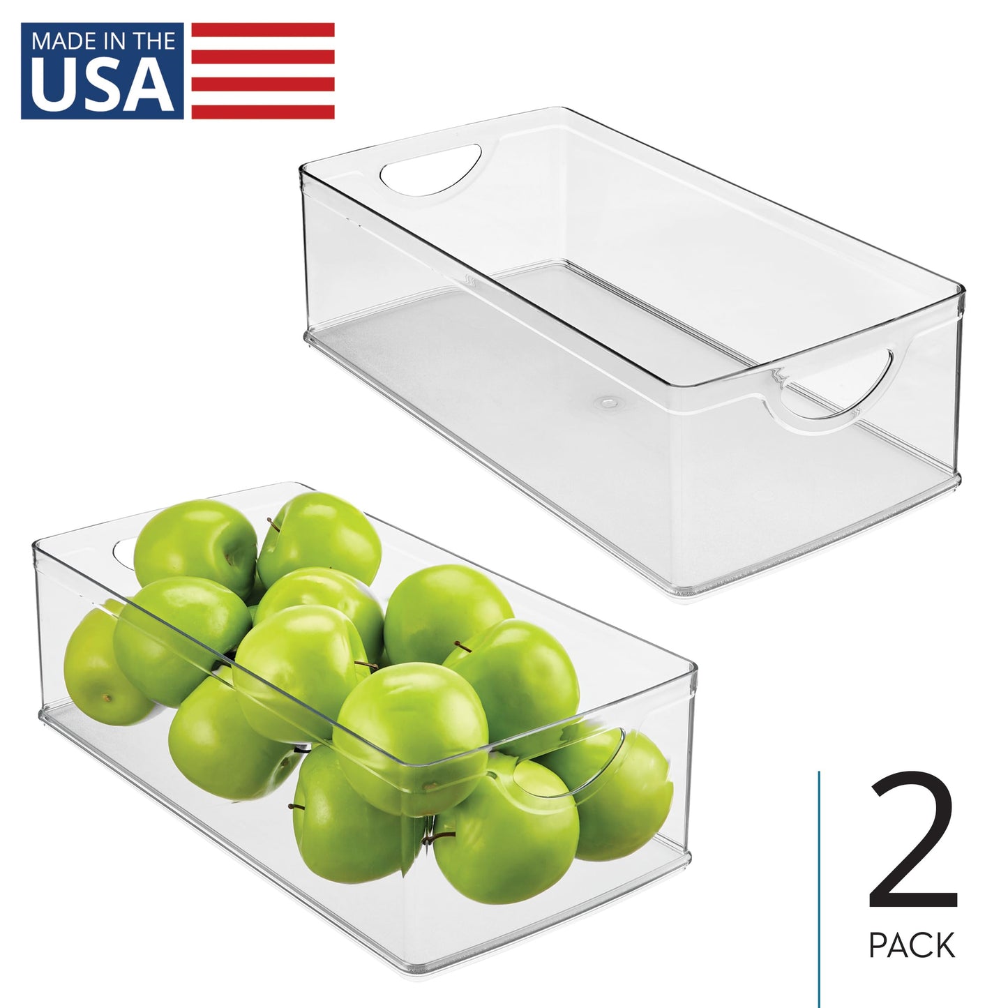 iDesign Stackable Clear Plastic Extra Long Storage Bin, Organizer for Kitchen Cabinet or Pantry, 2-Pack