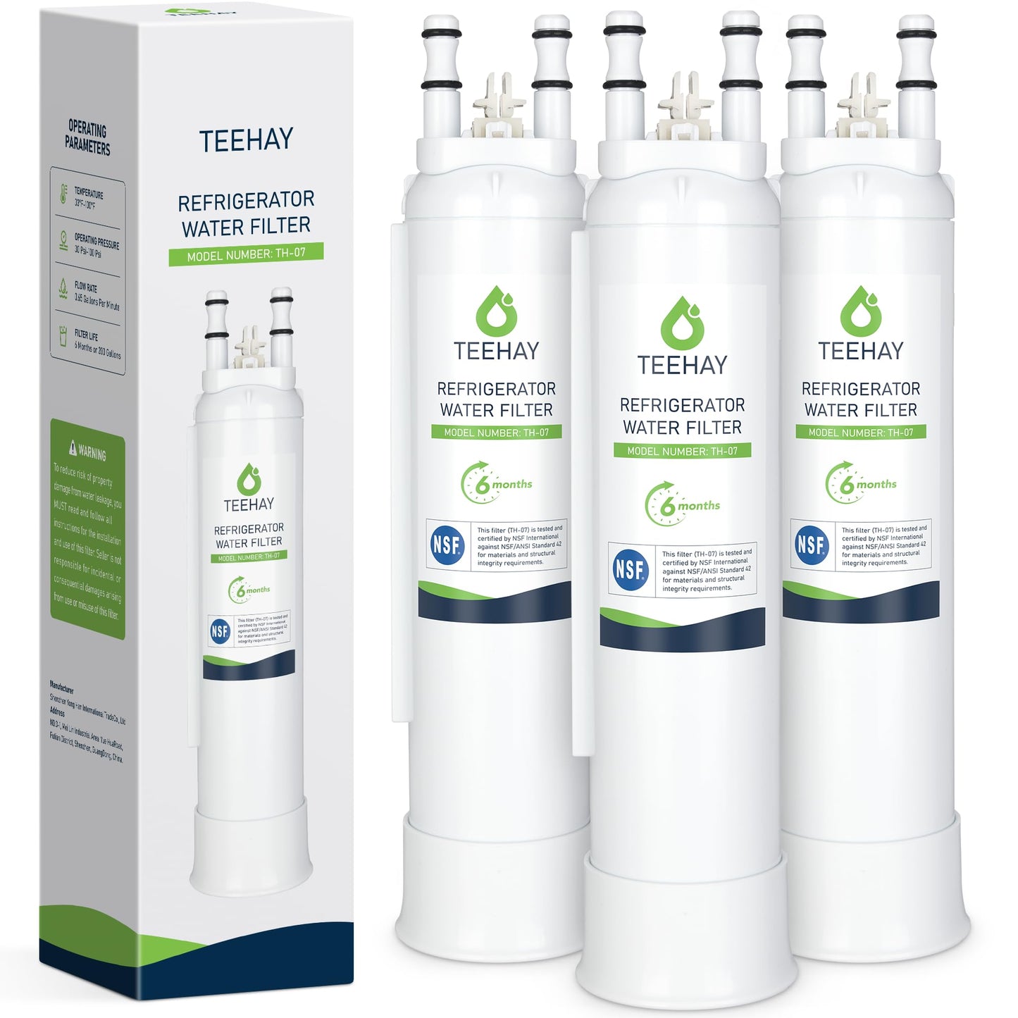 TEEHAY PWF-1 FPPWFU01 Frigidaire Water Filter, Compatible with Frigidaire FRFS2823AS, FRFS282LAF, FRSC2333AS, FRSS2323AB, FRSS2323AS, FRSS2623AB, FRSS2623AS, FRSS2623AW, FRSS26L3AF, 3 Pack