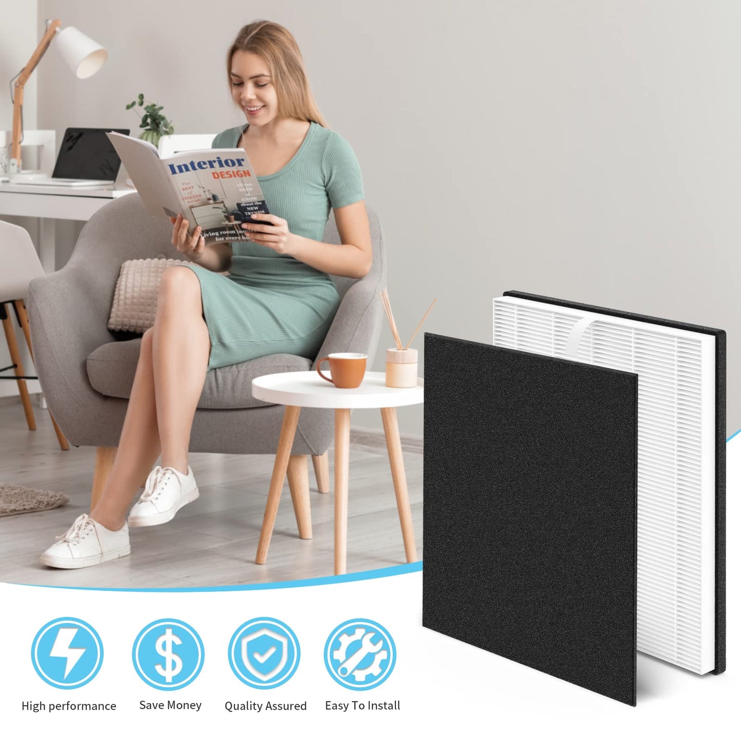 MD1-0022 Replacement Filter Compatible with Vornado Air Puri-fier Model AC300, AC350, AC500, AC550, PCO200, PCO300, PCO375DC, PCO500, PCO575DC