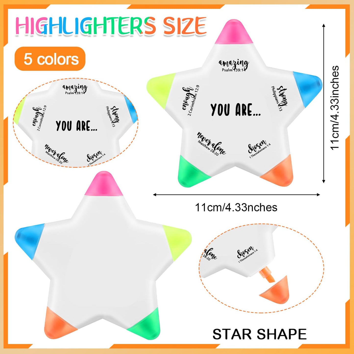 Chivertion 50 Pcs Christian Gifts Bible Highlighters and Pens No Bleed Inspirational Highlighters Brush Tip Bulk Church Gift Bible Study Supplies Religious Stationery