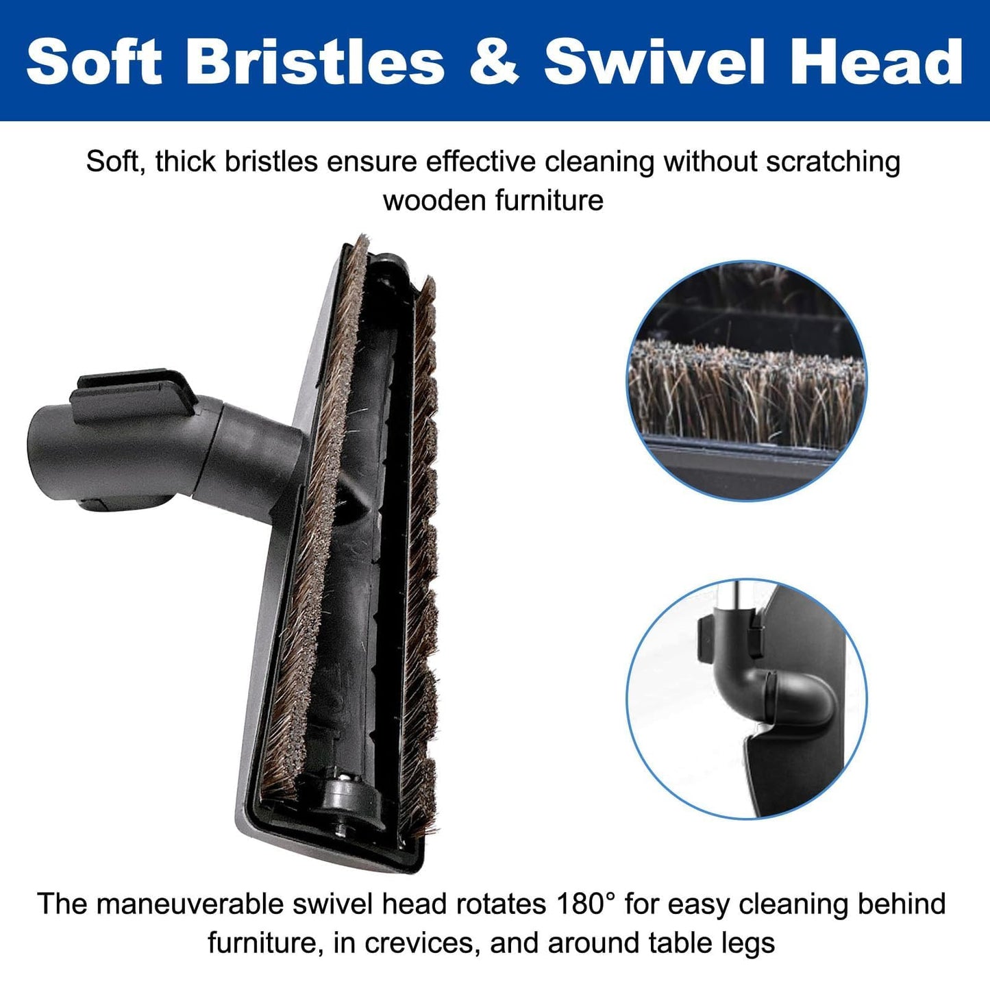Alrens 9PCS Vacuum Cleaner Attachments for Miele Vacuums, Horsehair Floor Brush Kit for Household & Car Detailing, Compatible with Miele C1 C2 C3, S2 S4 S5 S6 S8 Series
