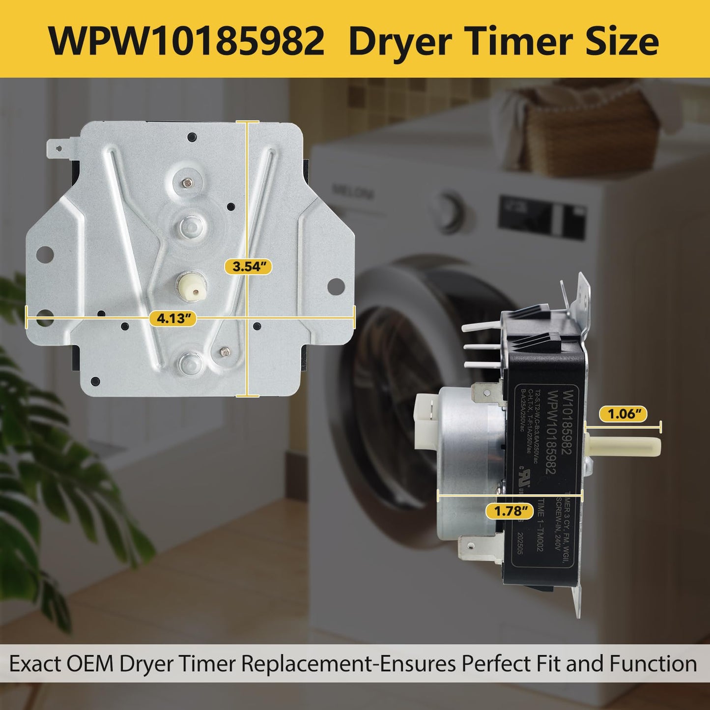 Lovgedr W10185982 WPW10185982 Dryer Timer Replacement, Genuine OEM Quality, Replaces 418-618-20-B5, AP6016541, PS11749831, 1546812, Fits Whirlpool, Maytag, Kenmore, Crosley Dryers, 2-Year Warranty