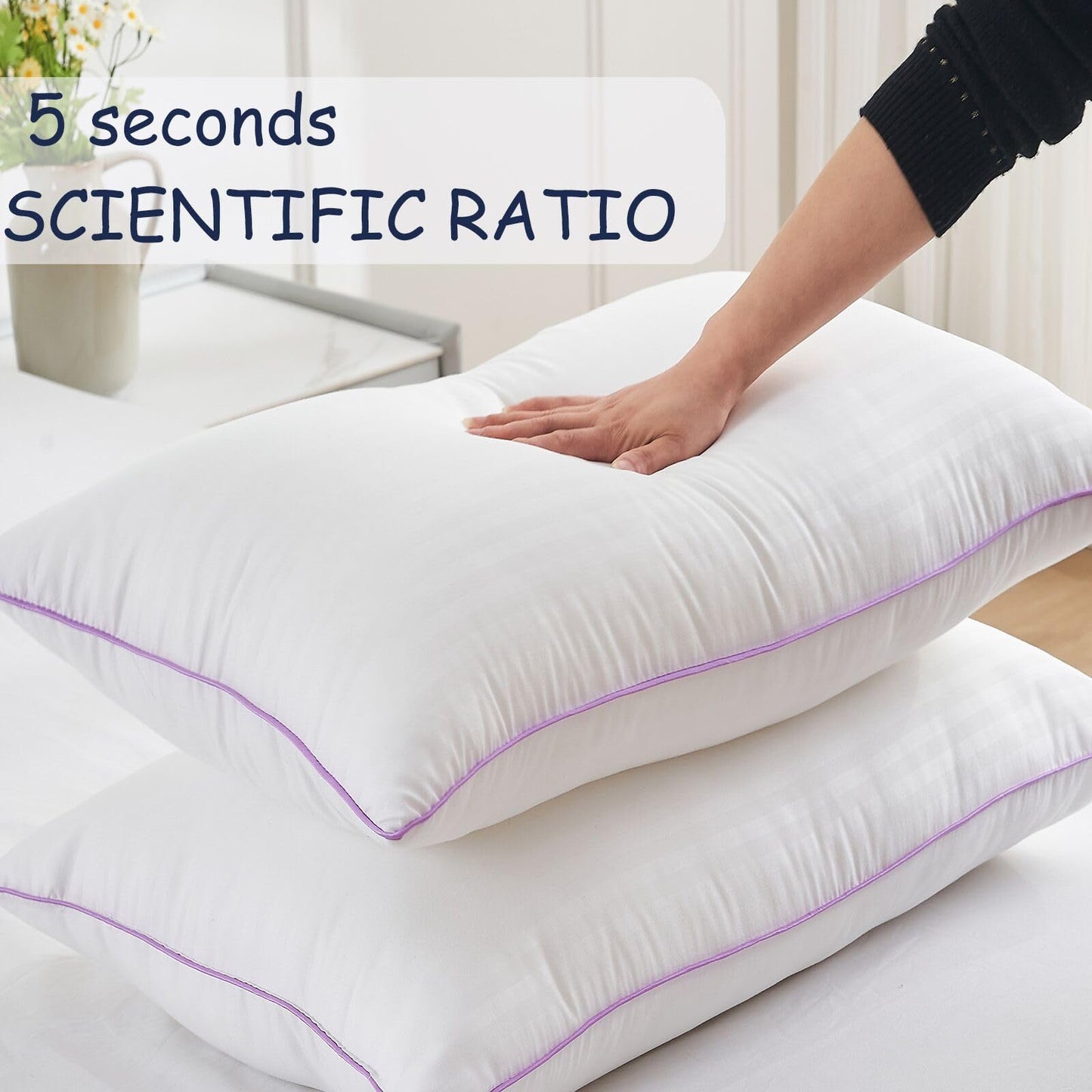 VAINOC Pillows King Size Set of 2,Breathable Hotel Collection Bed Pillows for Sleeping Medium Soft Down Alternative Microfiber Filled,20 x 36 Inches