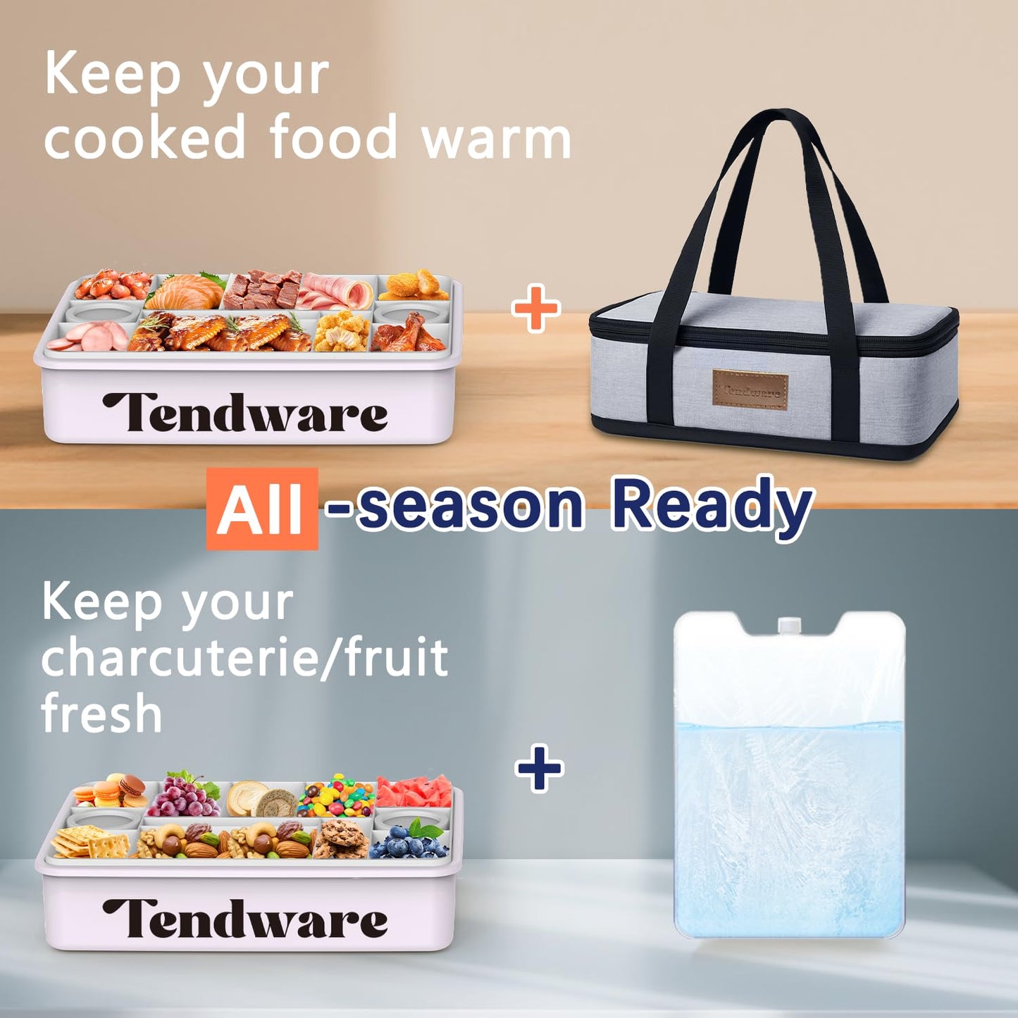 Chilled Portable Snackle Box Container Insulated Bag Keep Food Cool 12 Compartment Divided Serving Tray Reusable Ice Pack Road Trip Essentials for Charcuterie Snack Picnic Beach Birthday Gift