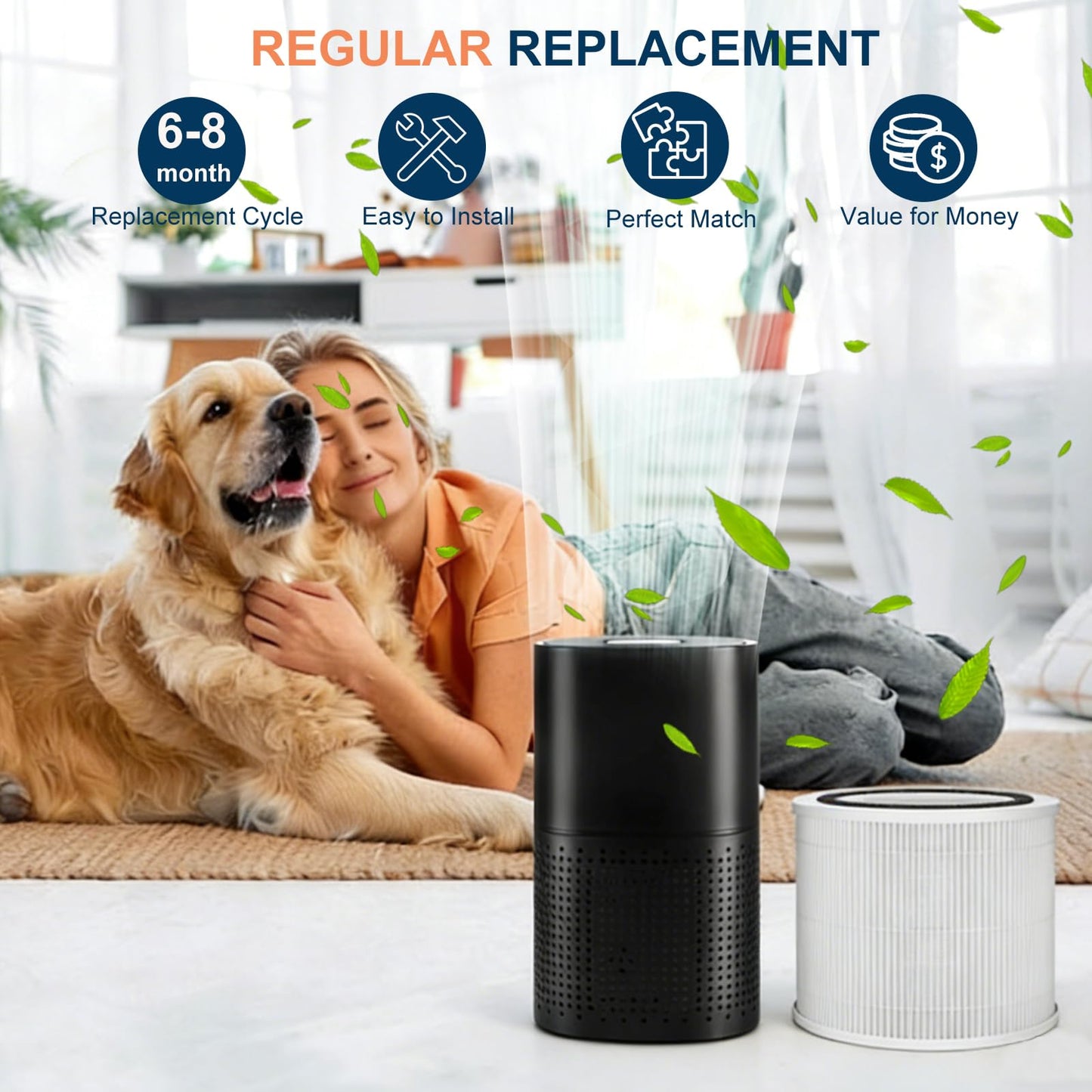2 Pack 240 True HEPA Replacement Filter Compatible with Puroair 240 Air Purifier, 3-in-1 High-Efficiency HP-14 True HEPA with Activated Carbon Filter, White