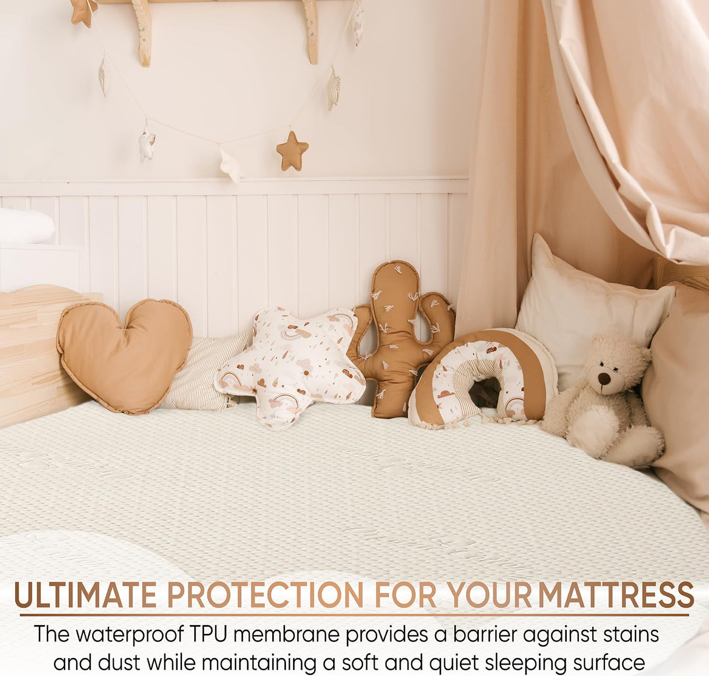 Luxury Waterproof Organic Mattress Protector Twin Size - Organic Cotton Breathable Mattress Pad Cover - Premium 380 GSM 3D Air Fabric - Deep Pocket - Jersey Cotton Skirt - Fitted Design