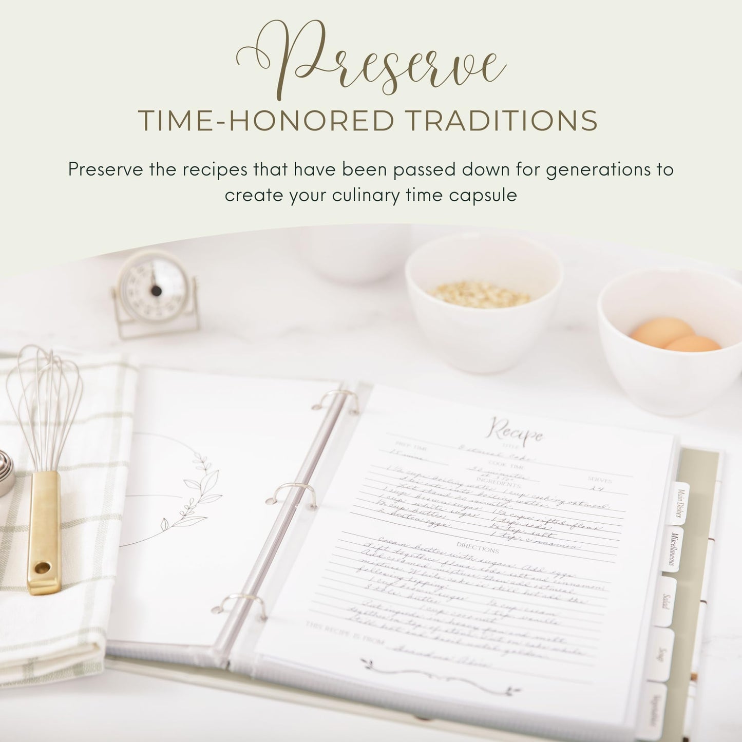 Recipe Binder with Plastic Sleeves | Recipe Book to Write in Your Own 8.5x11 3 Ring Blank Cookbook Binder Organizer | Bridal Shower Gift | Family Heirloom | Family Owned Brand