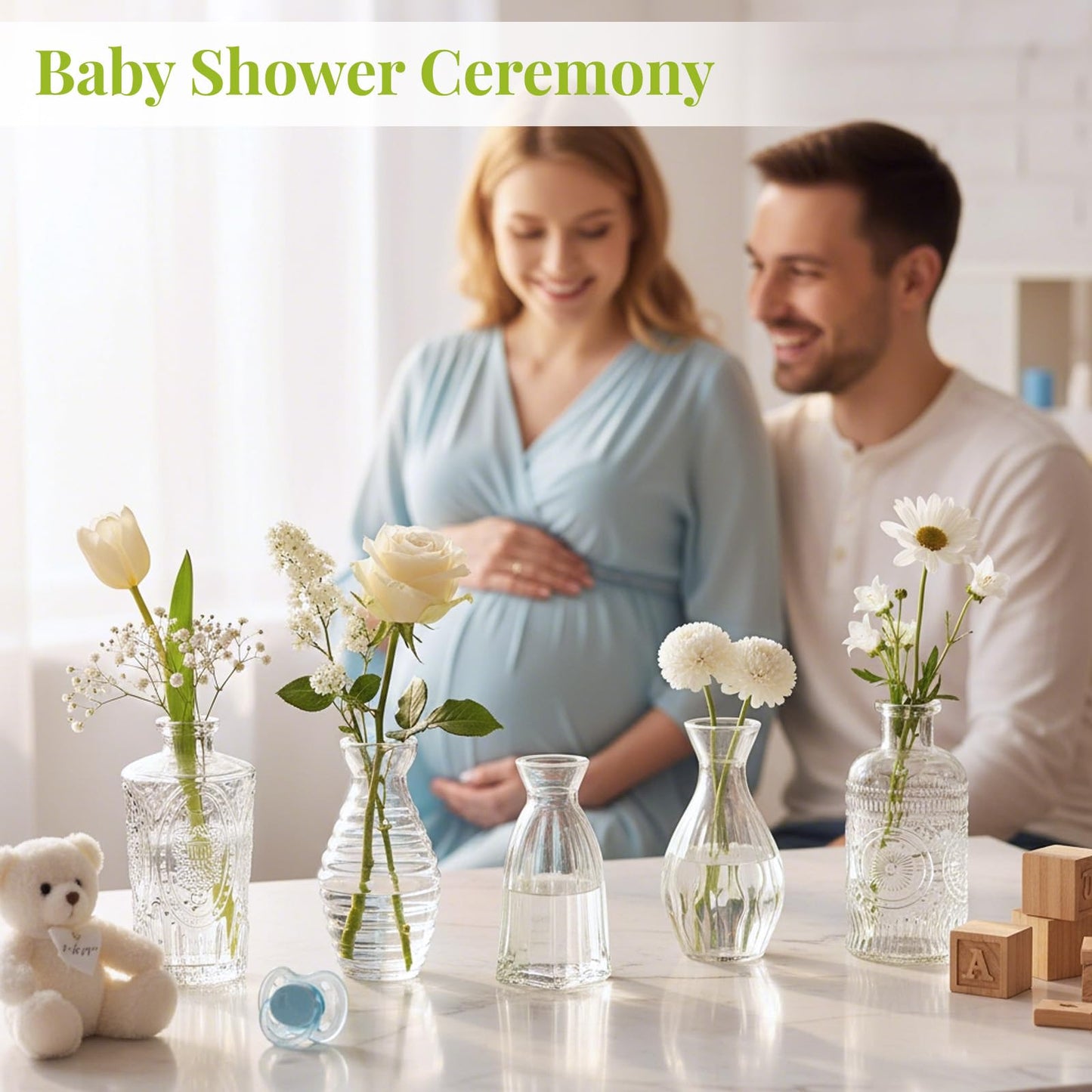 24 Pack Glass Bud Vase in Bulk - BEAHOT Clear Flower Vases for Wedding Decorations, Mini Vase for Centerpiece Table Decorations, Small Boho Vase for Home, Wedding Decor, Mother's Day, Party, Office