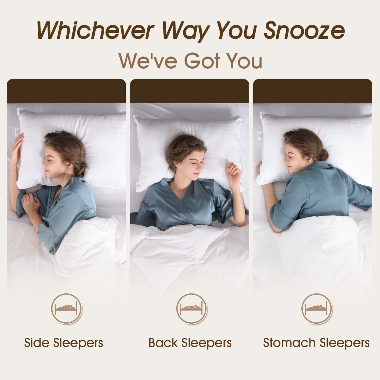 downluxe King Size Pillows Set of 4 – Premium Down Alternative Bed Pillows for Back, Side & Stomach Sleepers, White